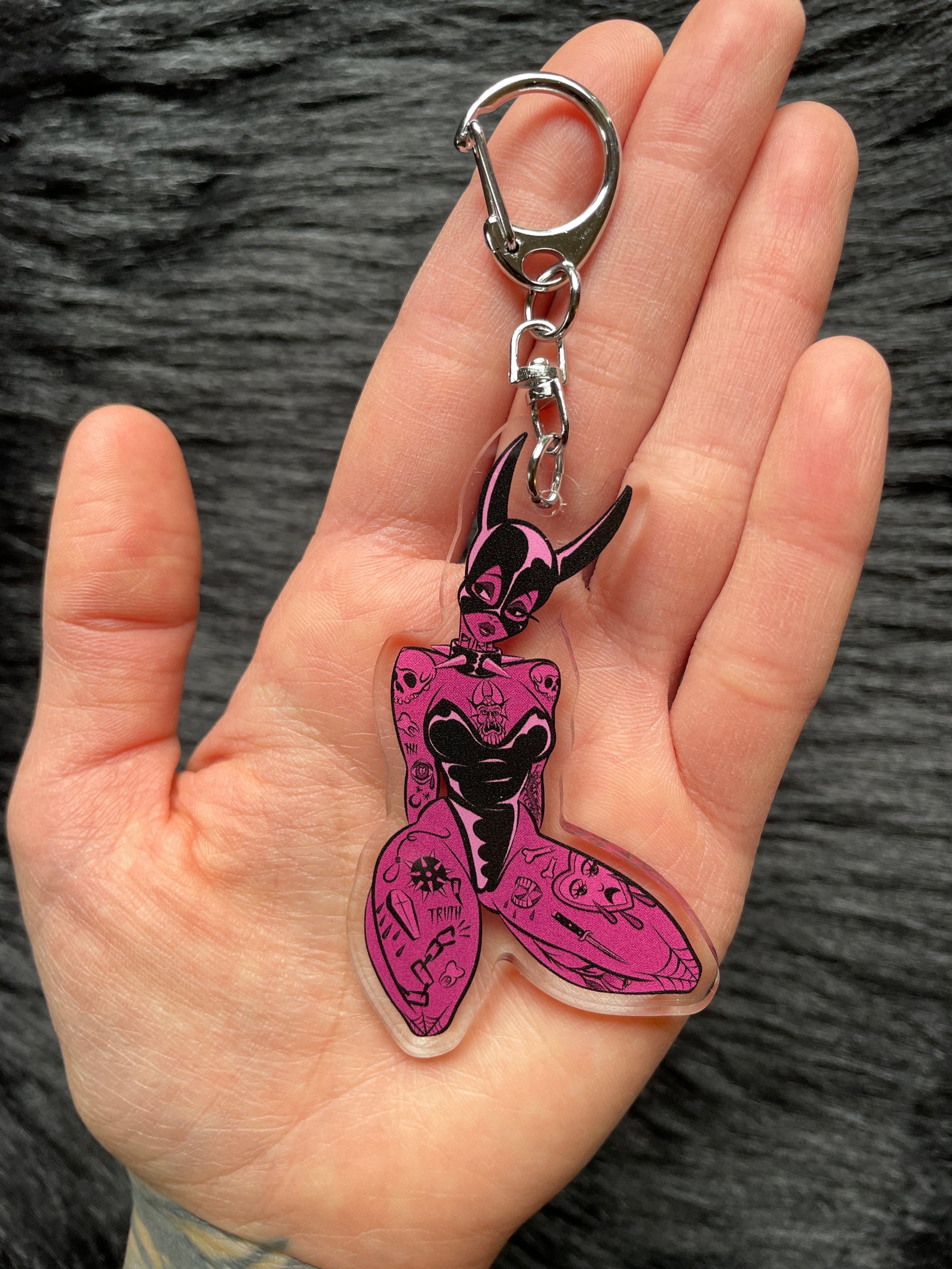 Pink Devil Keychain