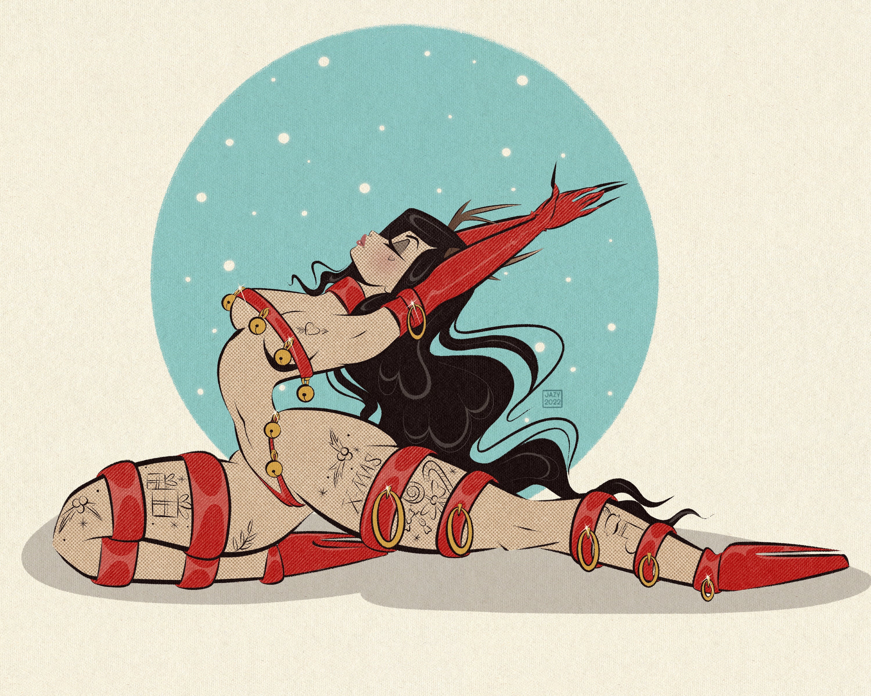 Donner pinup print with tattoos by bloodknotcollective