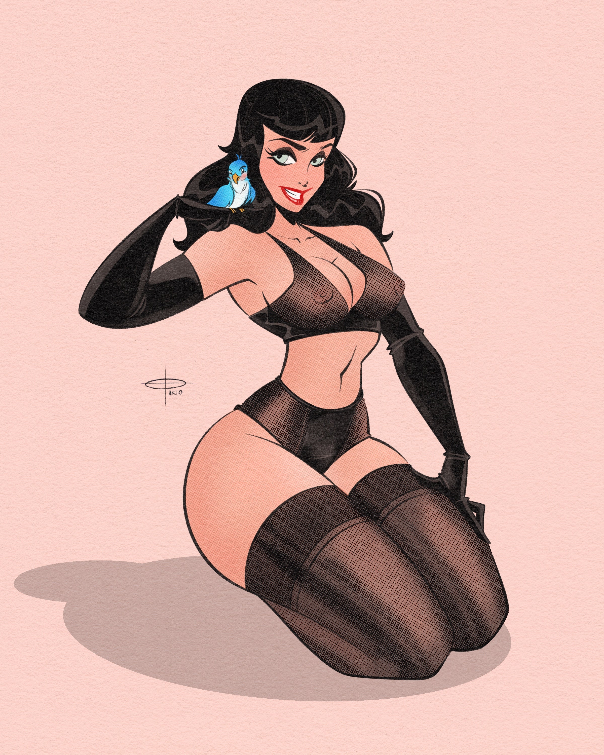 pretty bird print of betty page by bloodknotcollective