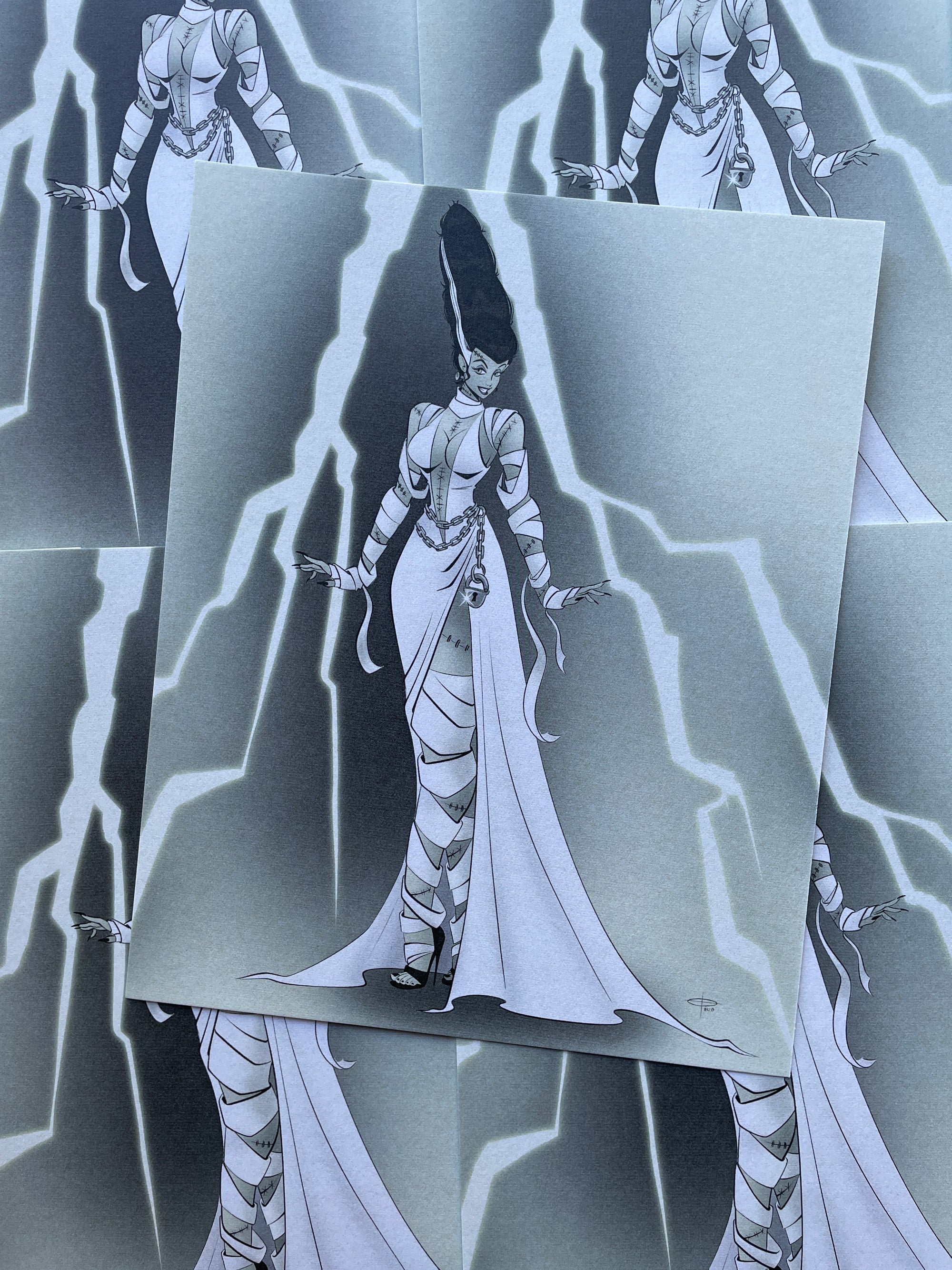 bride the lightning print of bride of frankenstein by bloodknotcollective