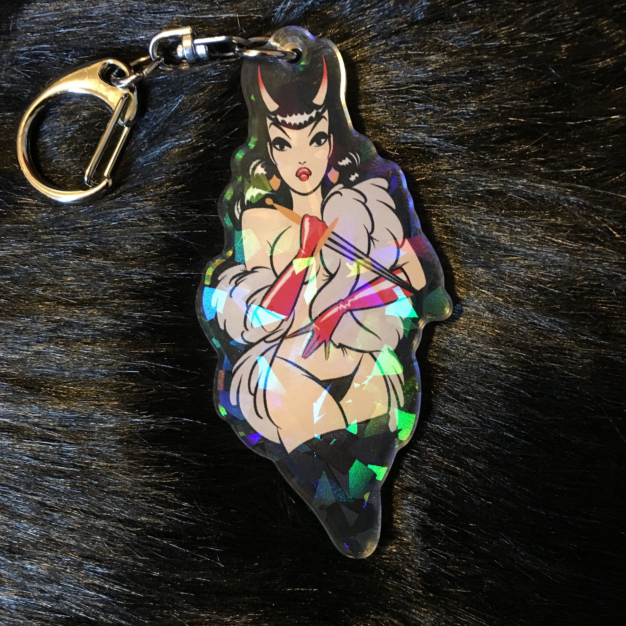 devil holographic keychain