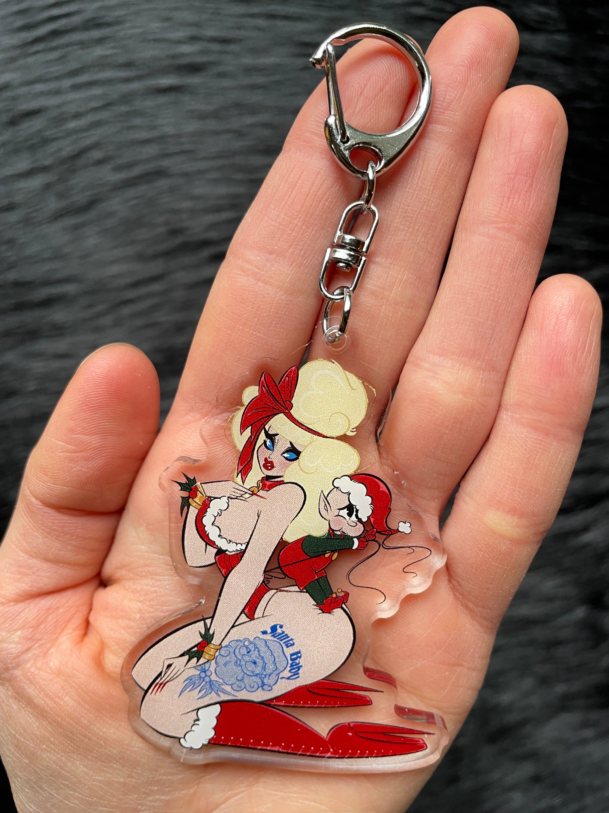 clear acrylic mrs. claus keychain