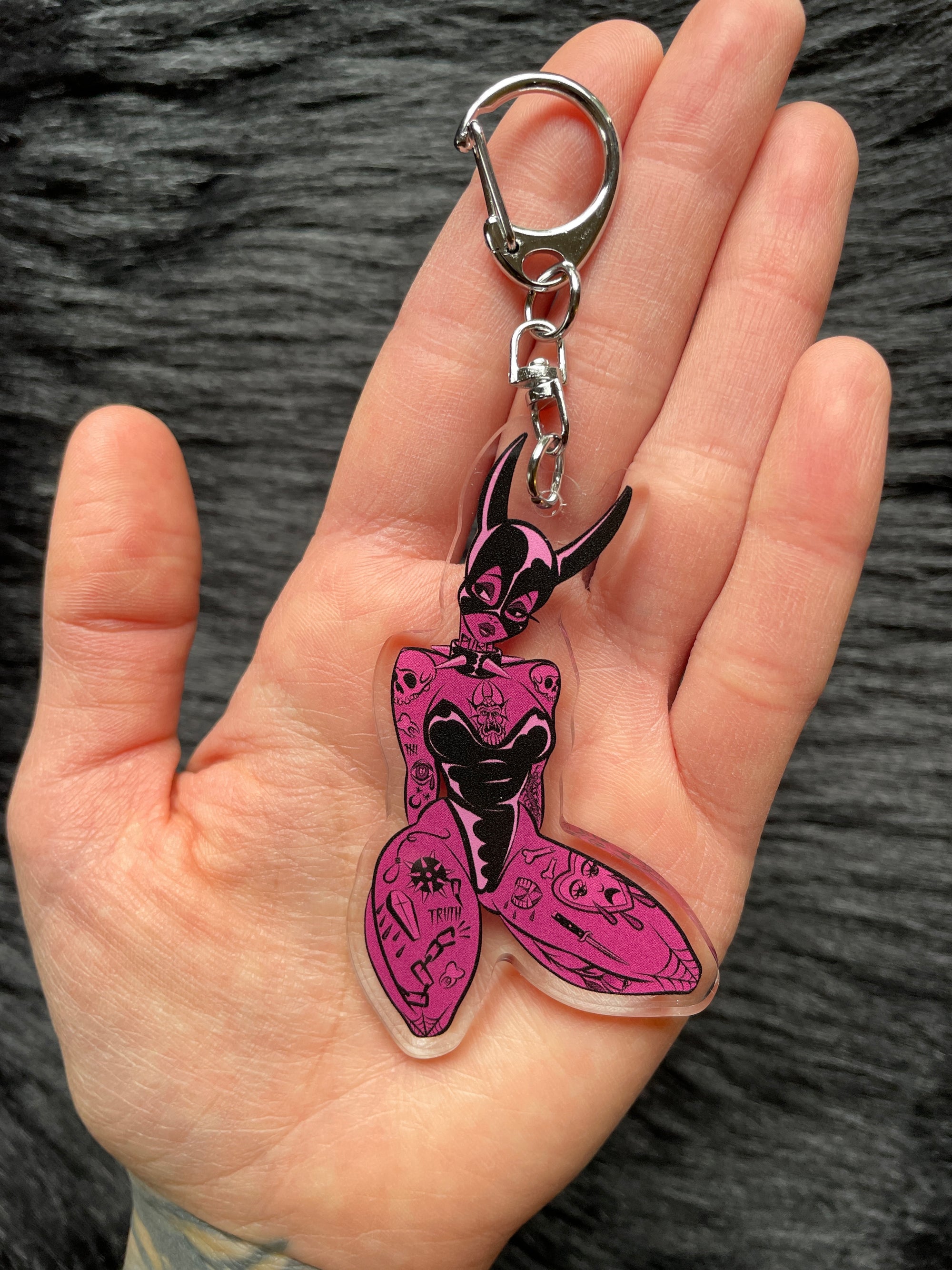 Pink Devil Keychain