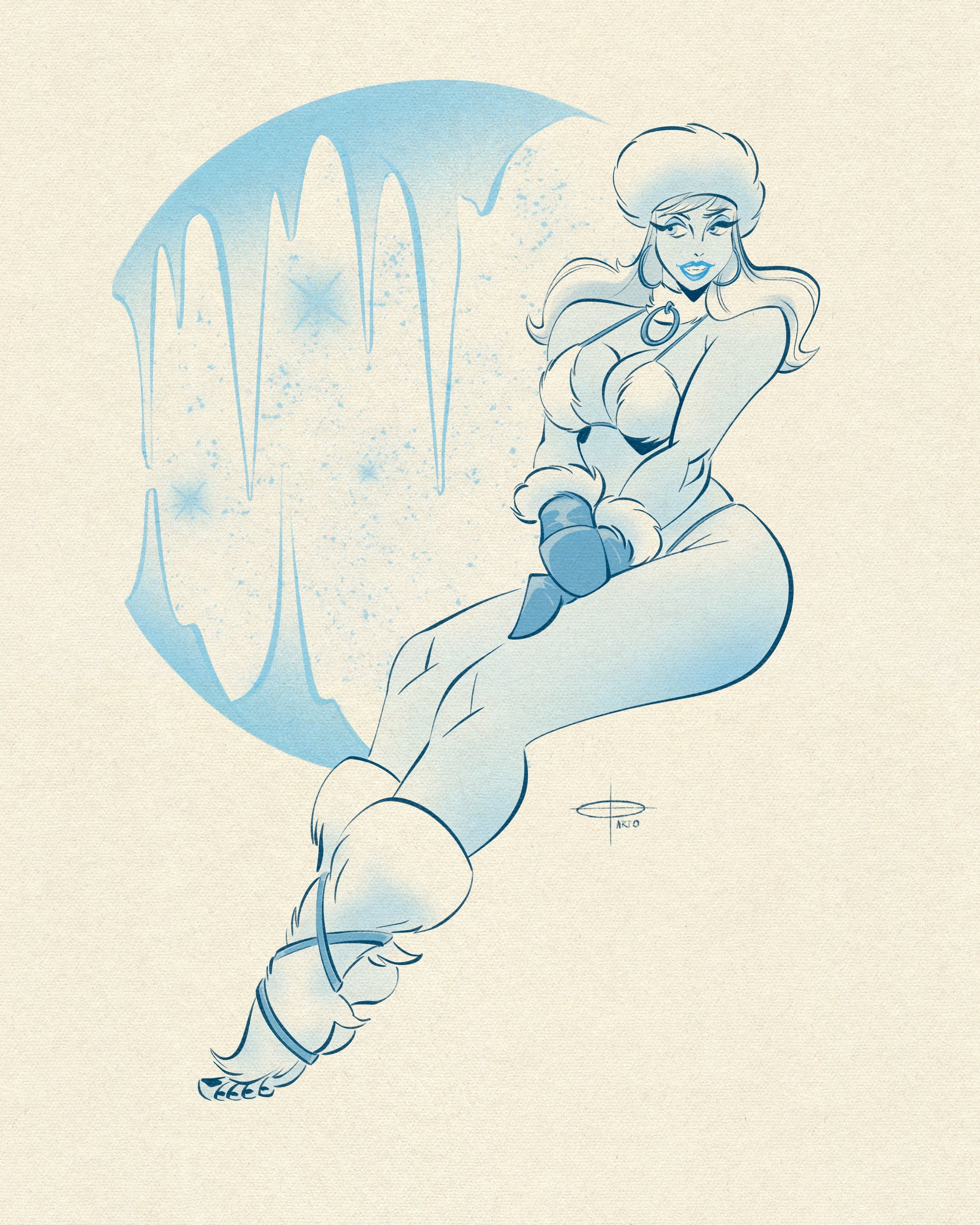 Abominable snowman print of female snowman by Bloodknotcollective 
