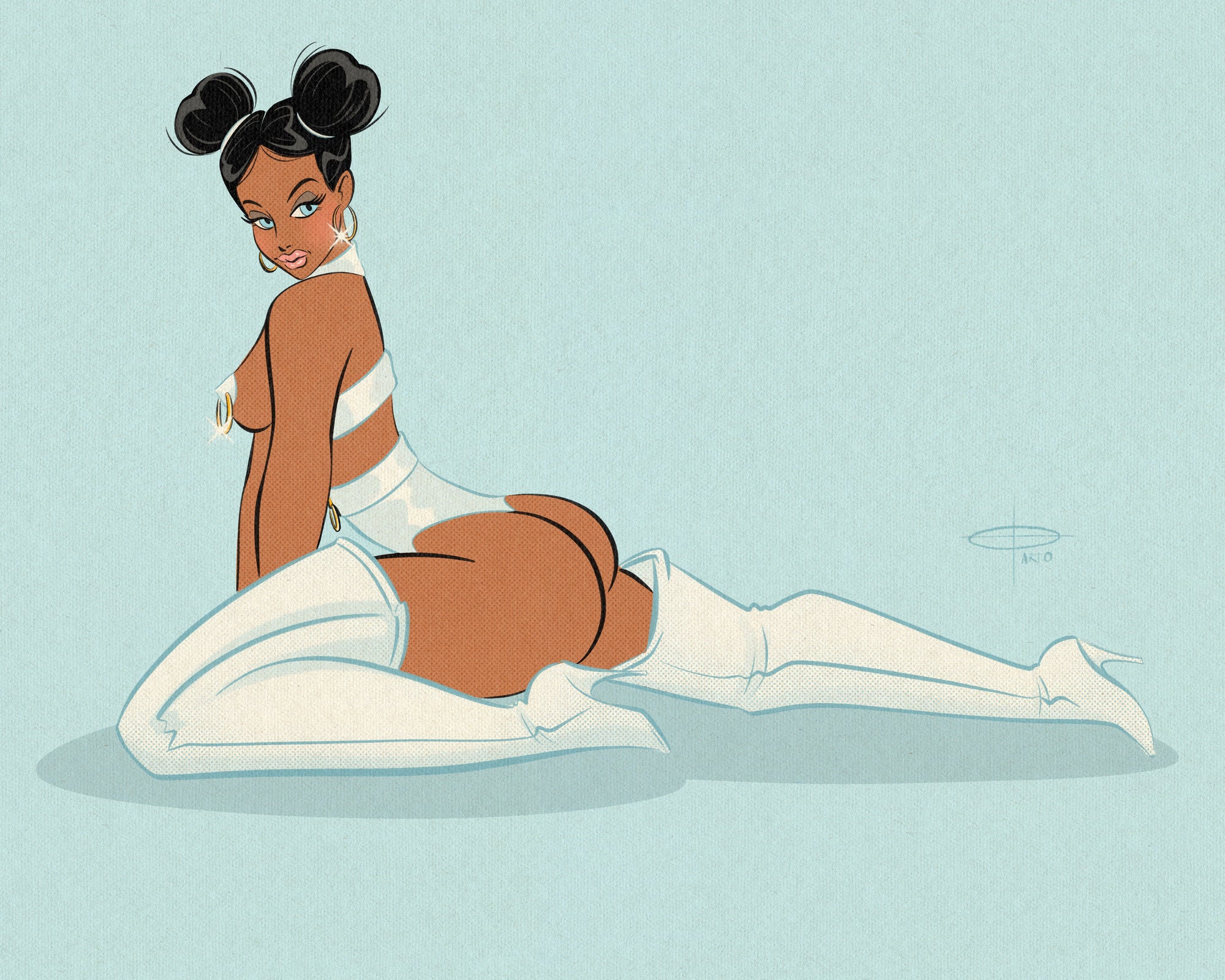 Baby blue of black woman in blue by bloodknotcollective