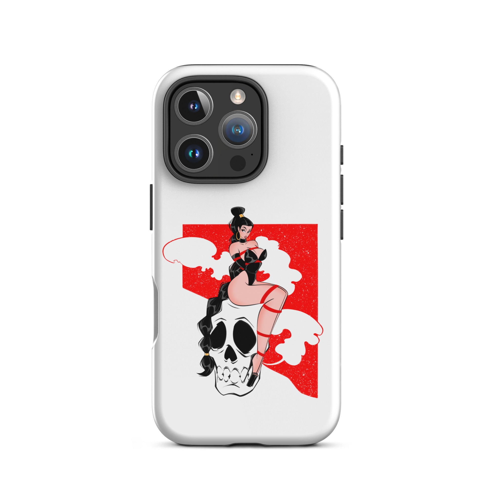 bind my bones iphone tough phone case of woman in shibari on skull by bloodkntcollective