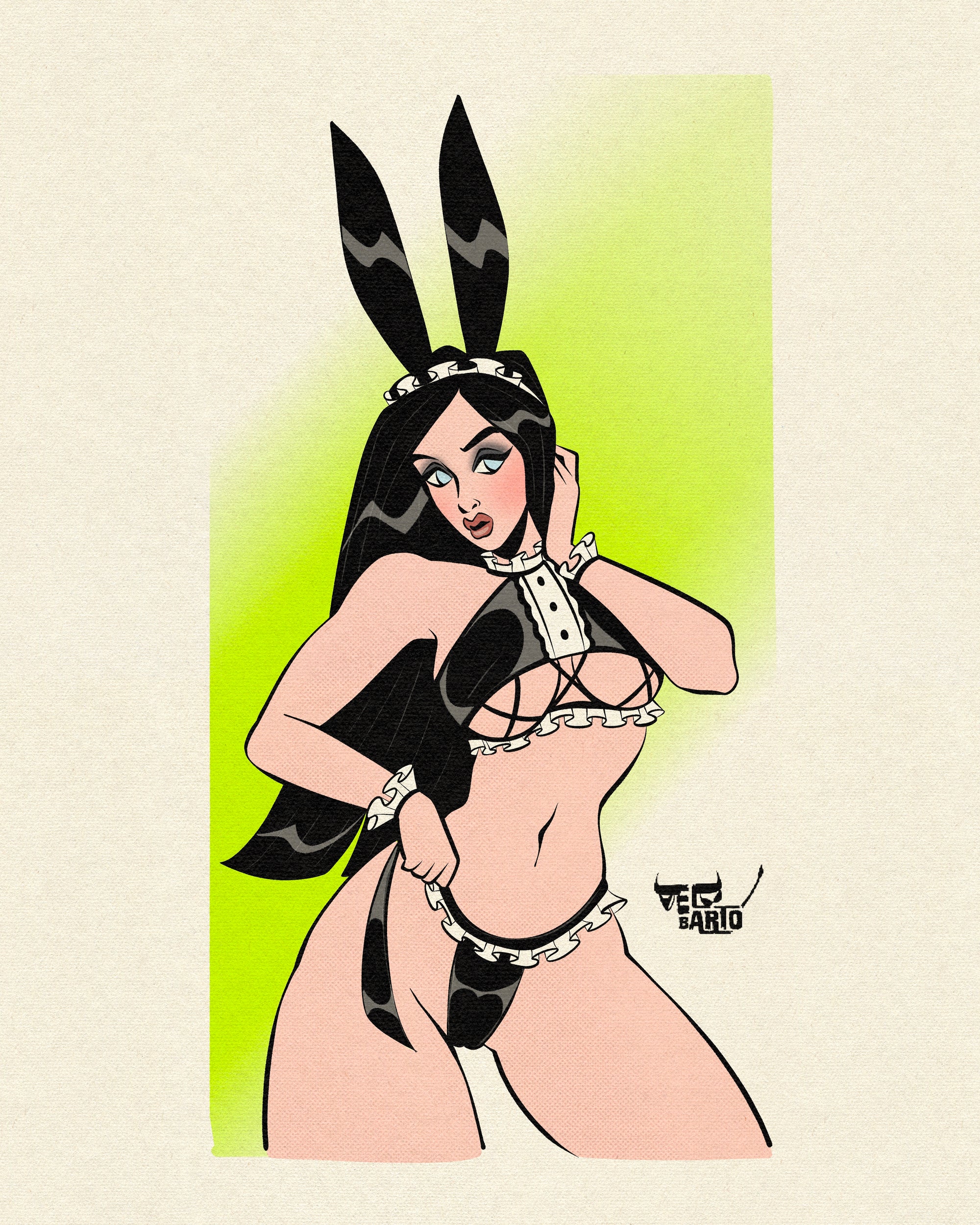 black bunny sketch print by bloodknotcollective