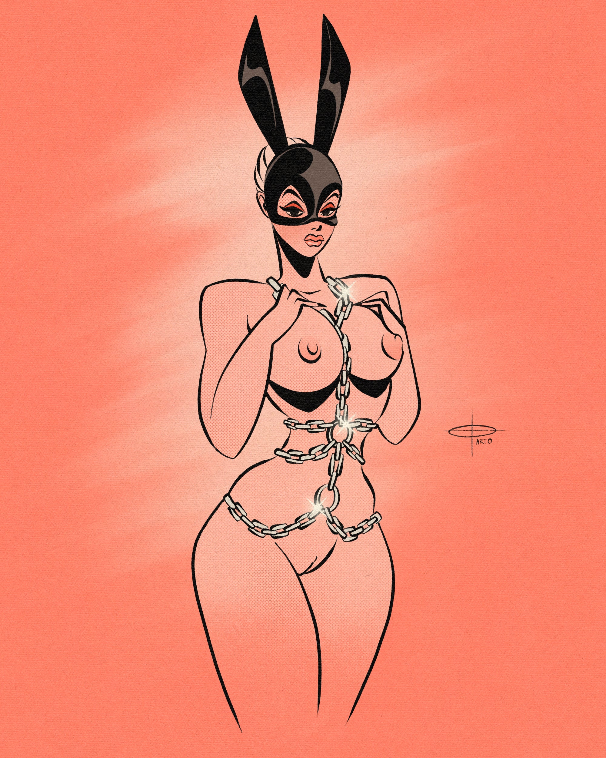 bunny with chains print by bloodknotcollective