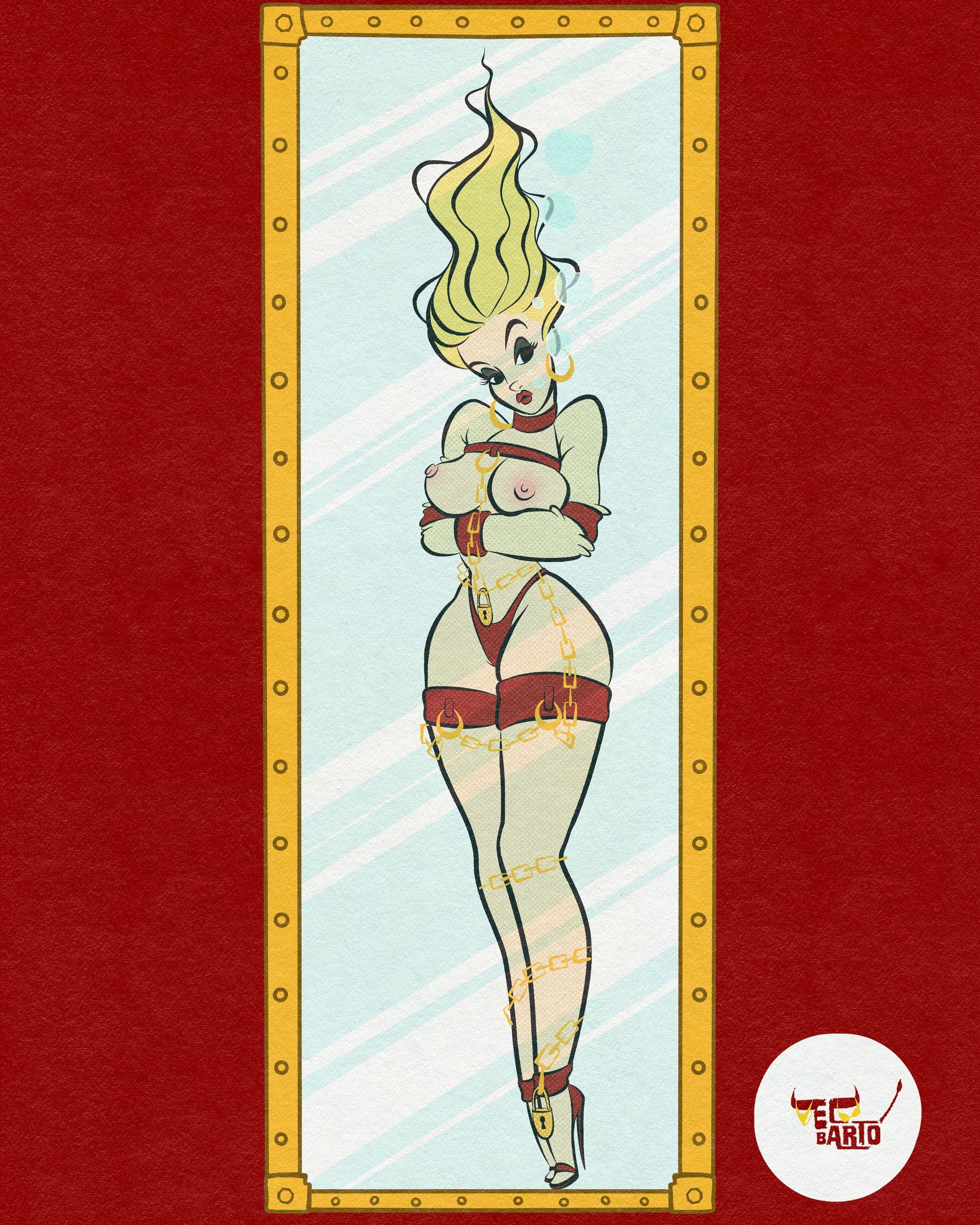 circus girl print of nude woman in water tank by bloodknotcollective