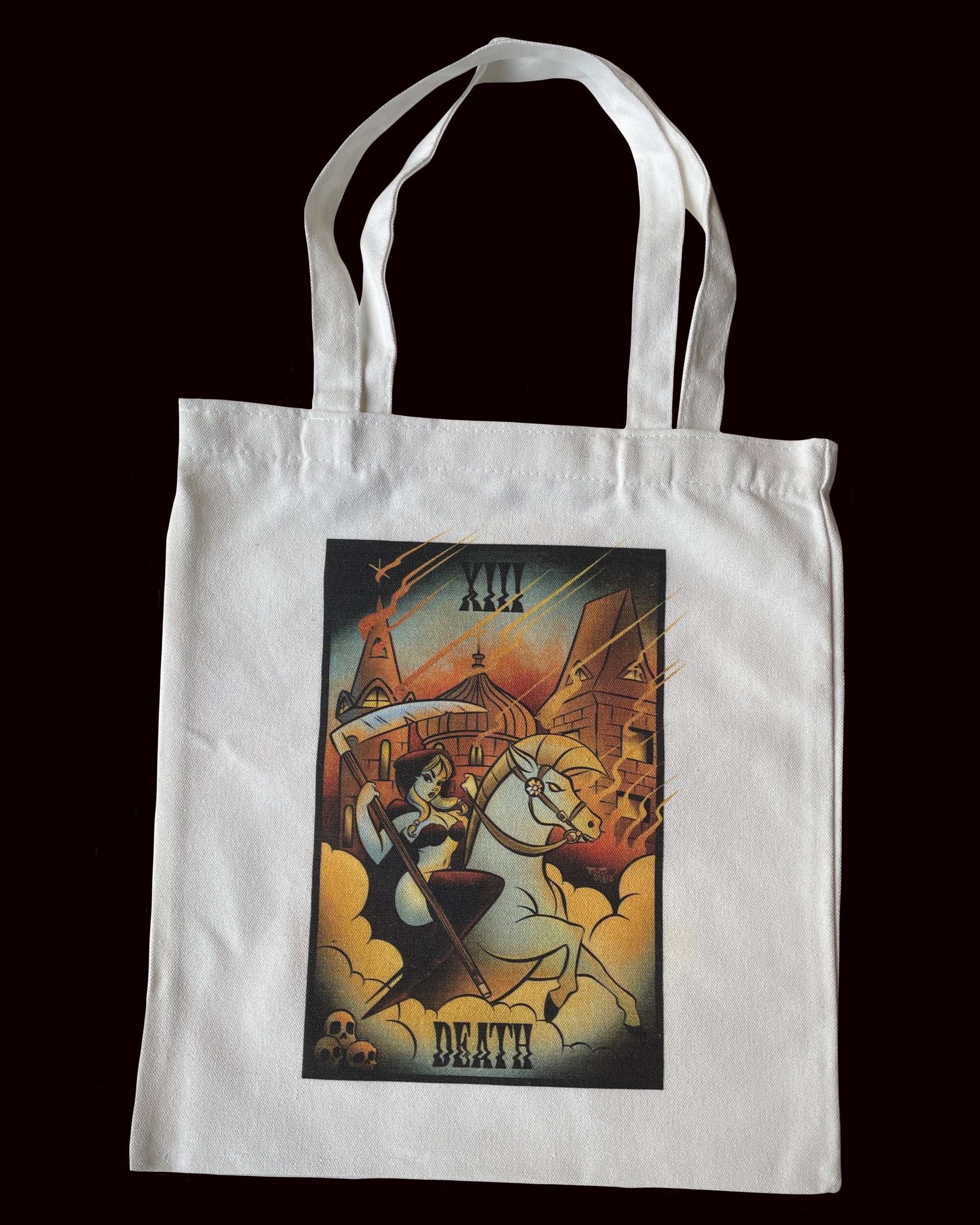 death canvas bag by bloodknotcollective