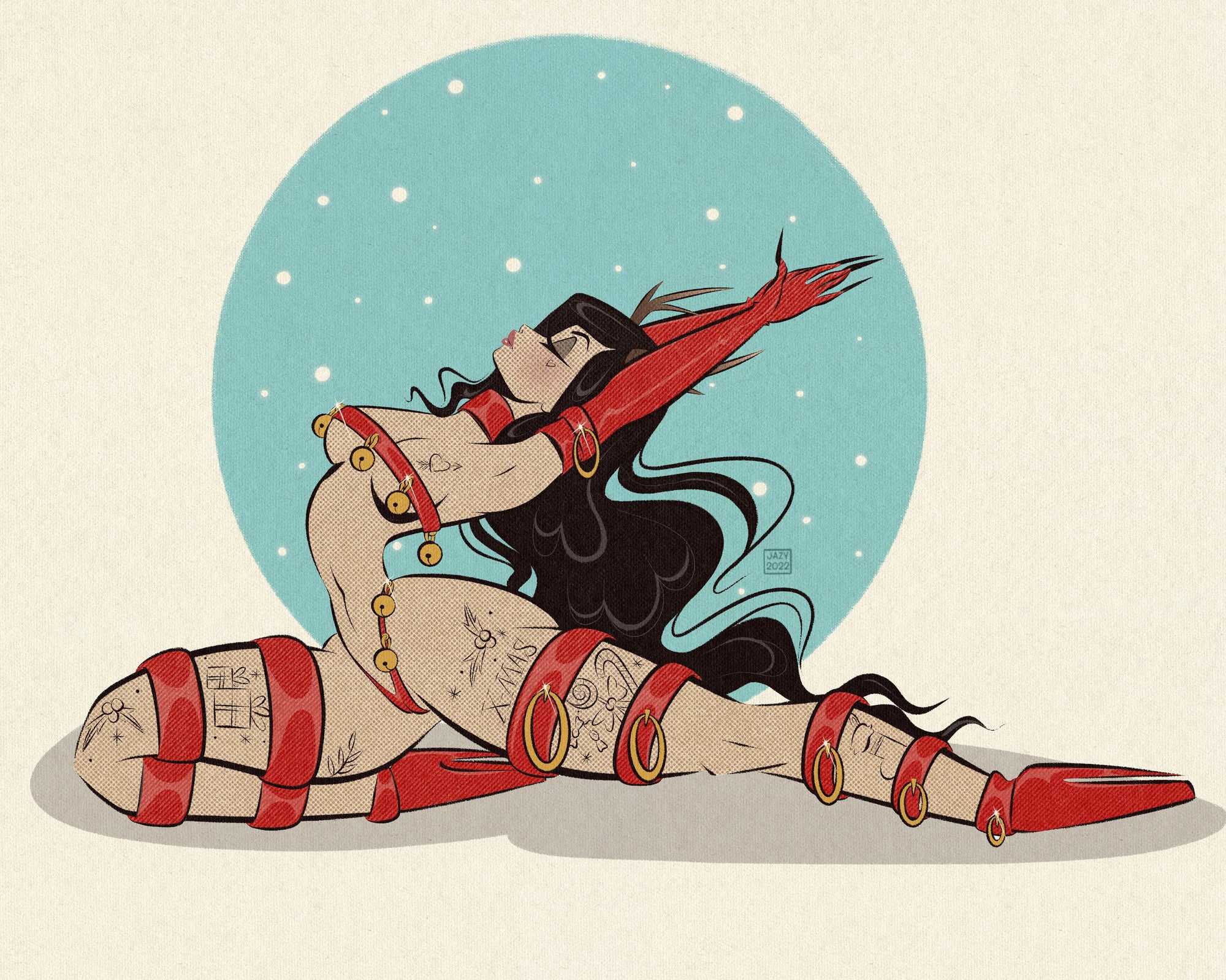 Donner pinup print with tattoos by bloodknotcollective