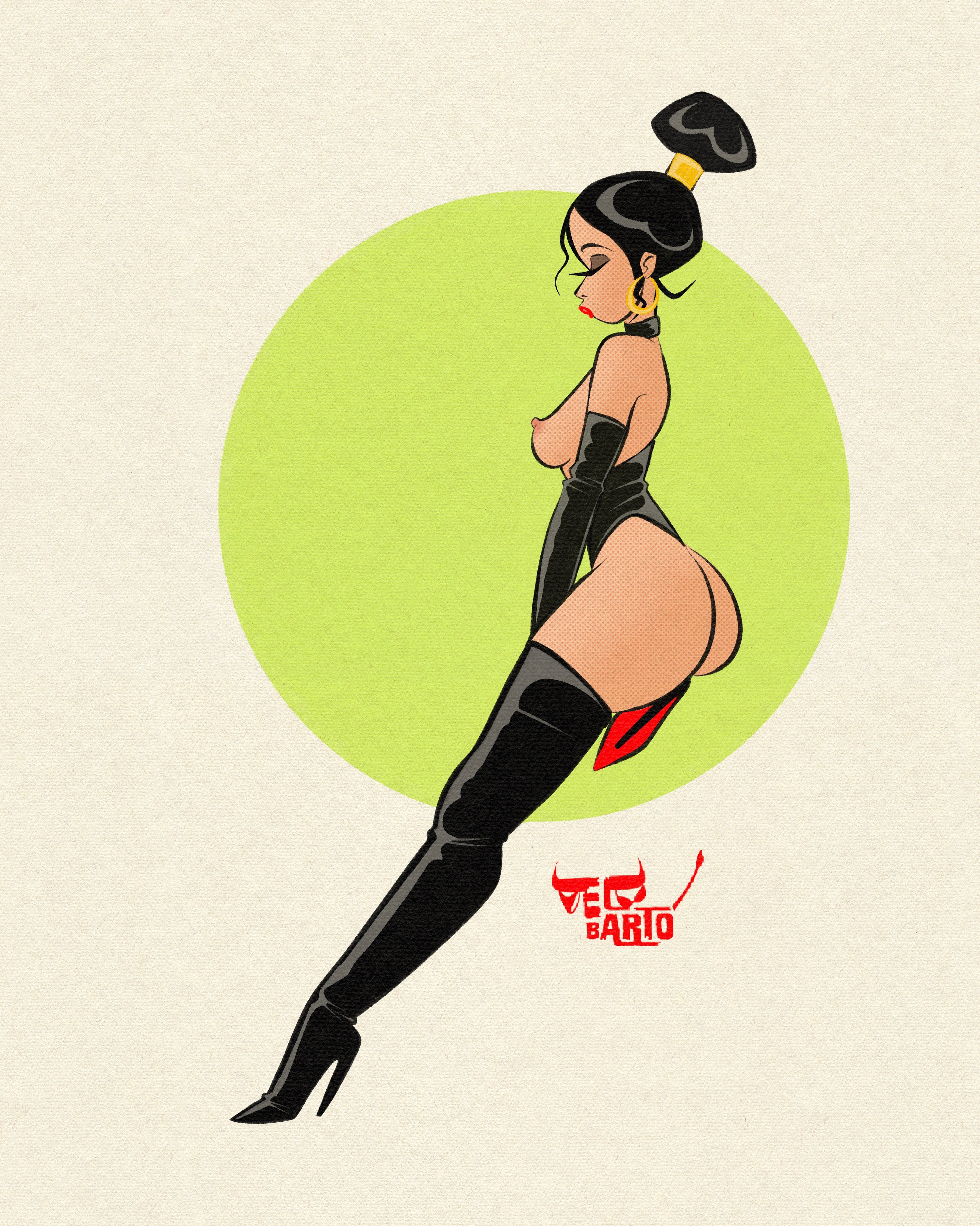 fetish print of nude woman in latex by bloodknotcollective