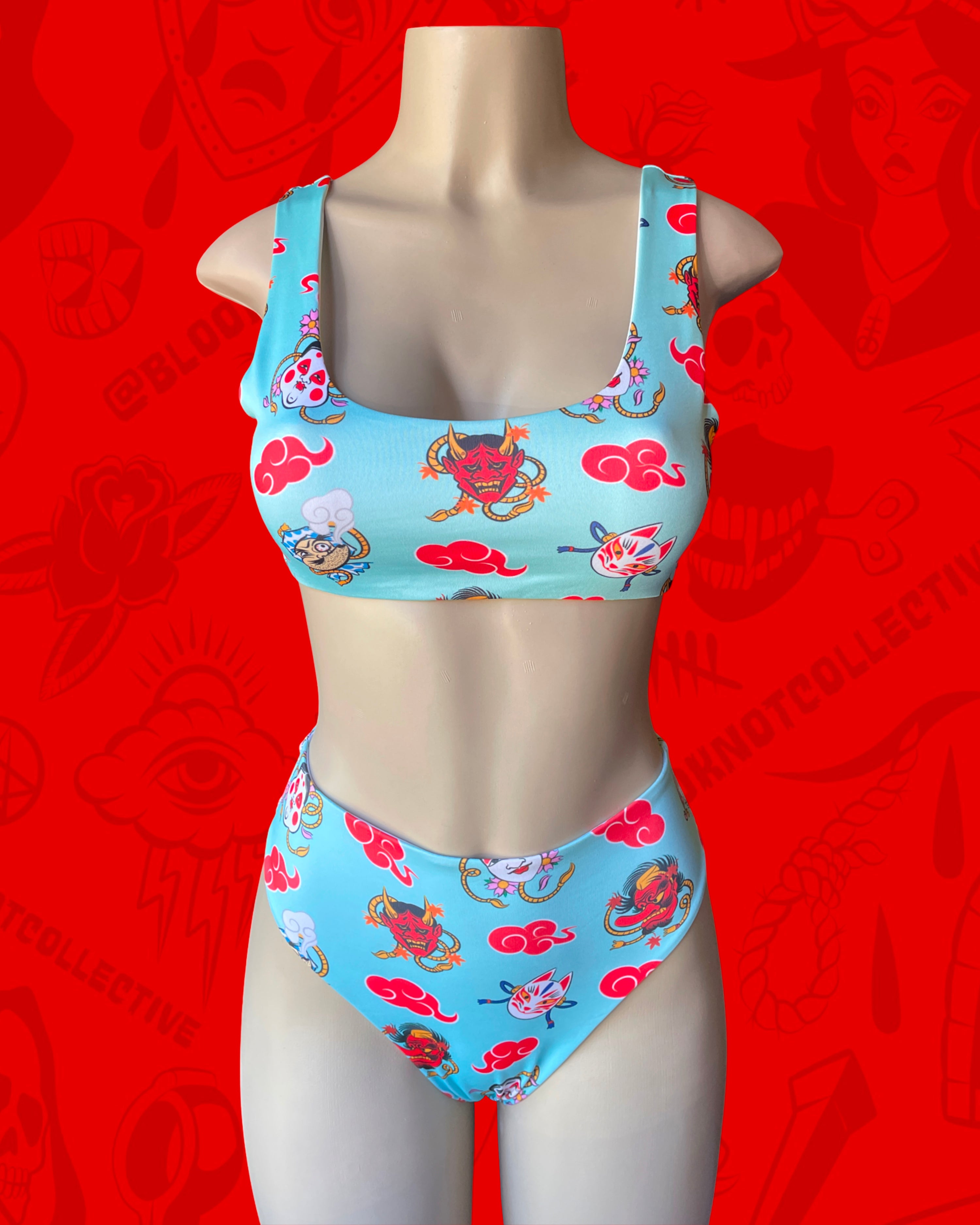 front high rise hannya bikini by bloodknotcollective
