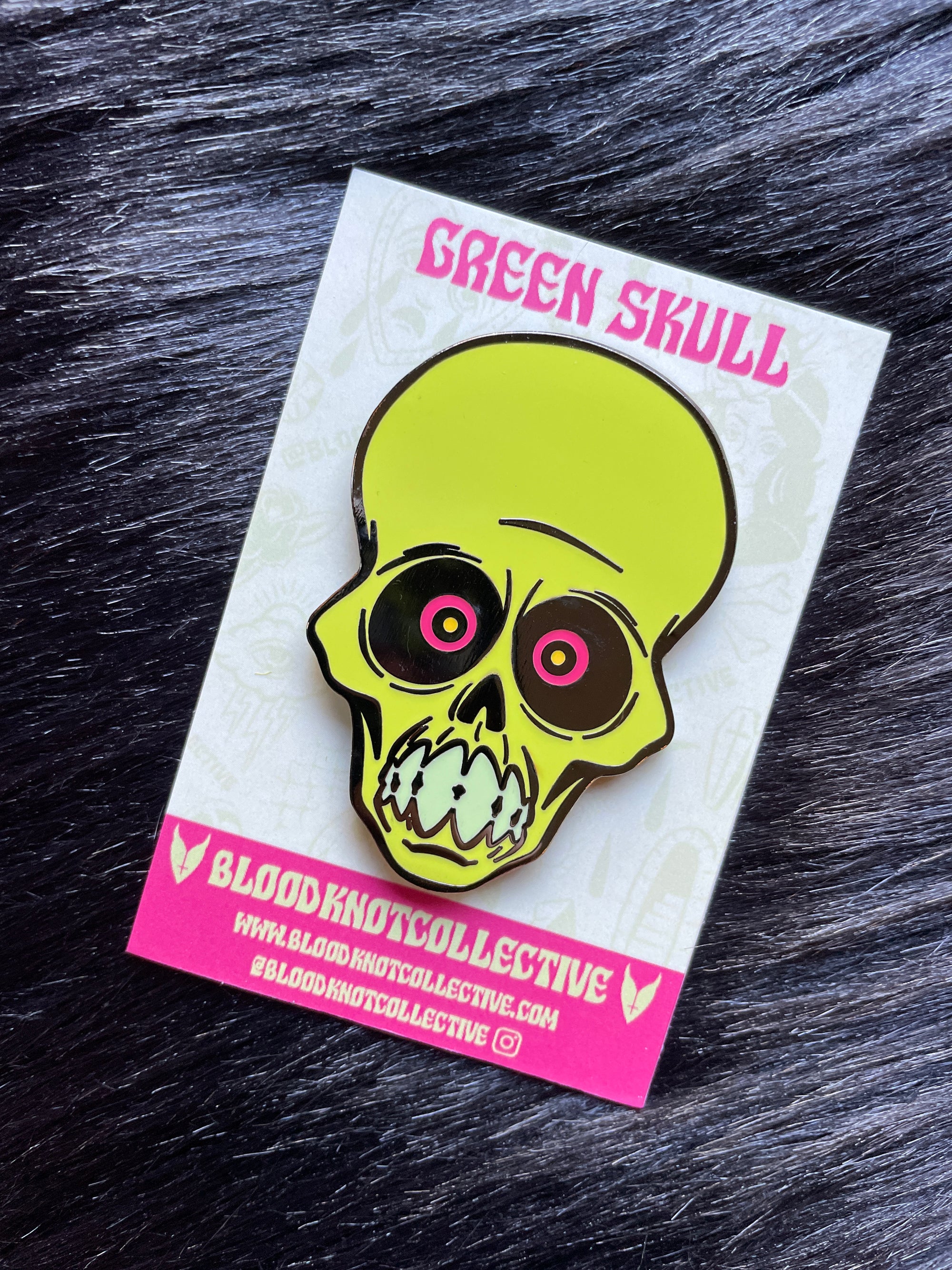 Green Skull Hard Enamel Pin