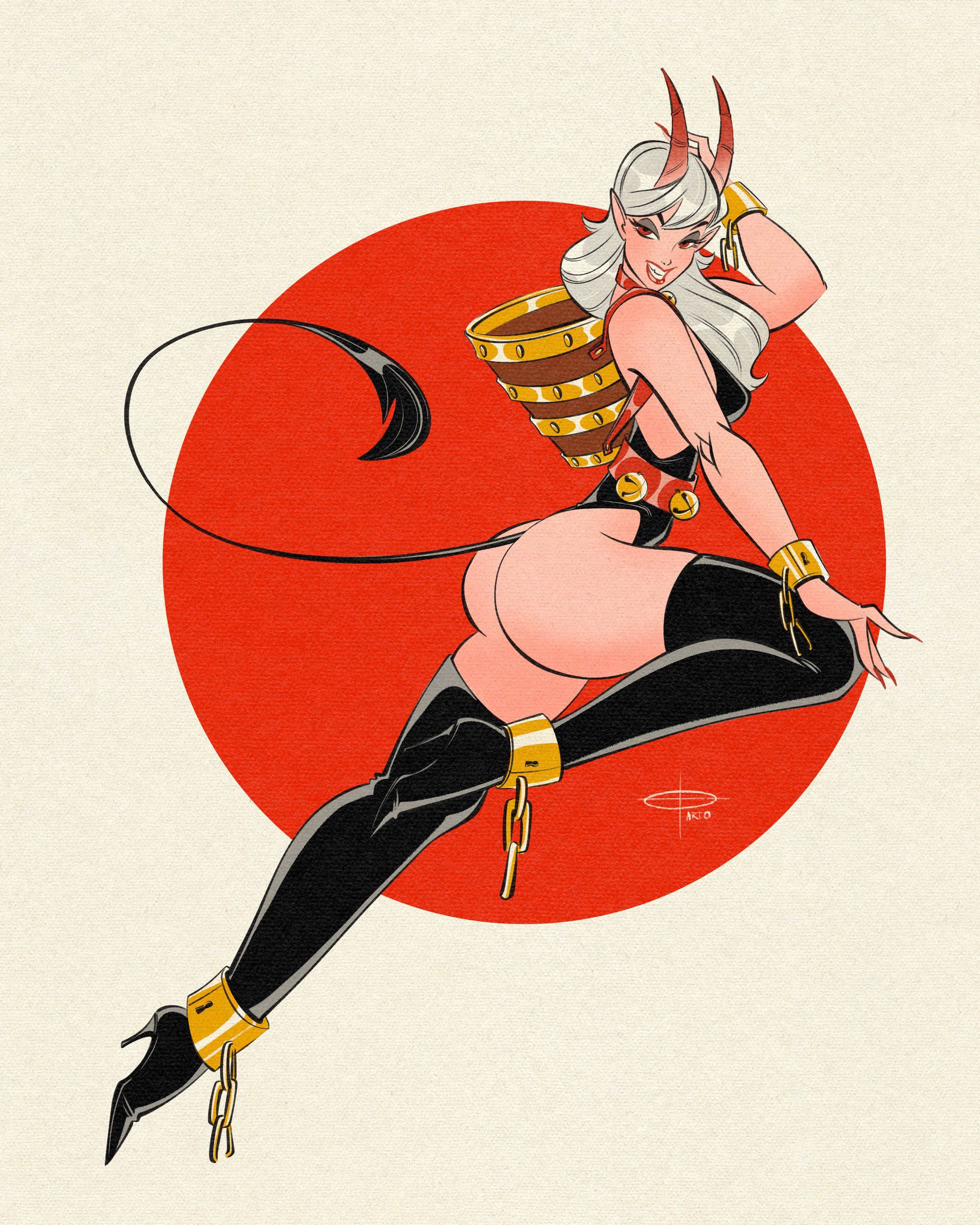 gruss vom krampus female pinup print by bloodknotcollective