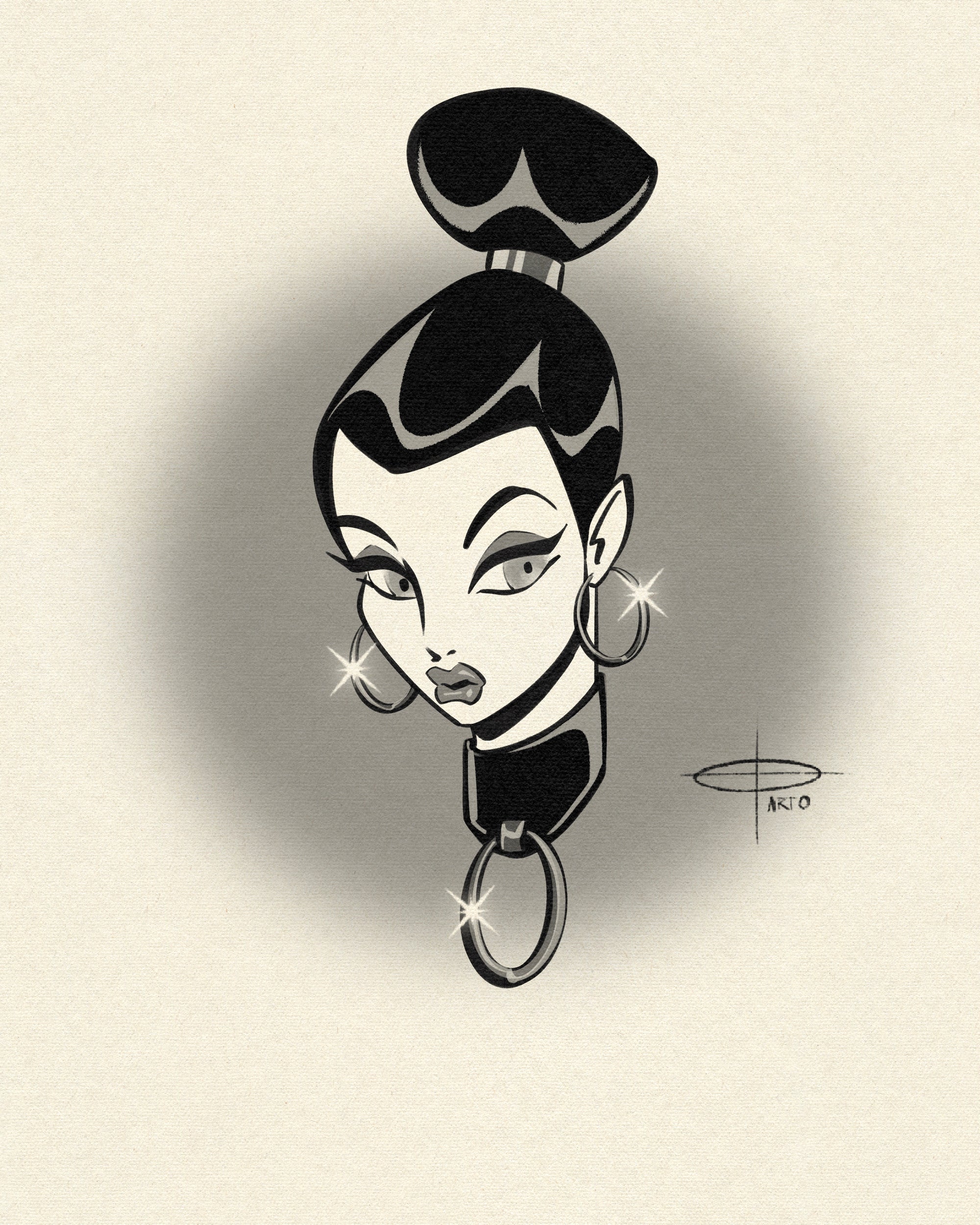 kink portrait print of goth woman with jewelry by bloodknotcollective