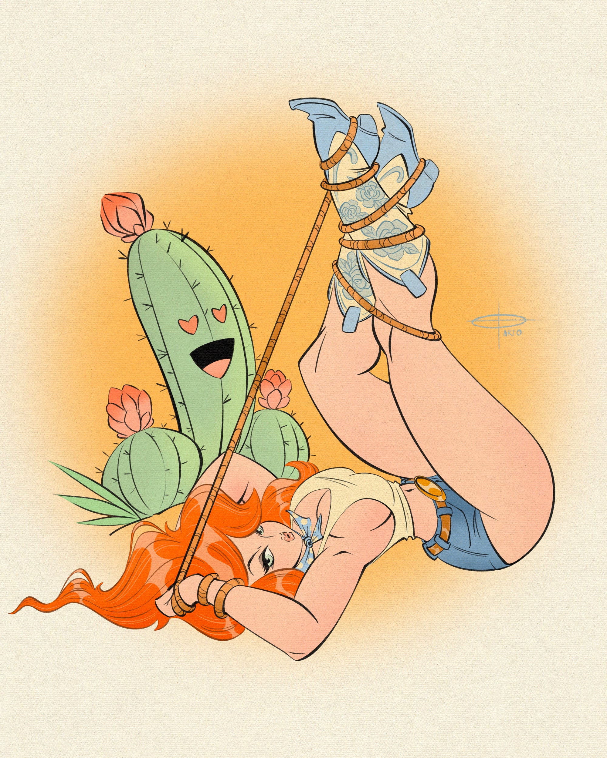 cowgirl and cactus print by bloodknotcollective