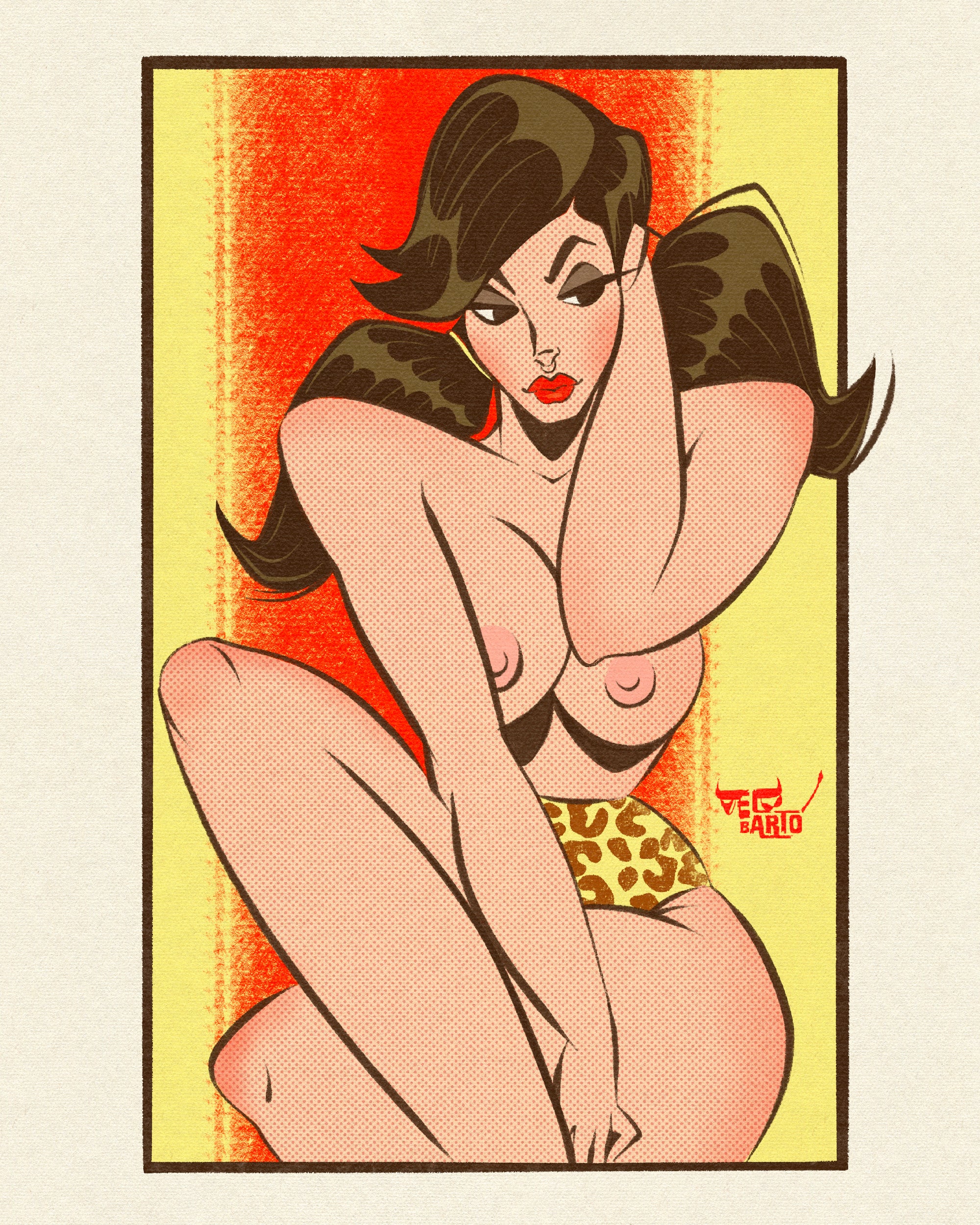 Leopard print 2 of nude woman with leopard print underwear by bloodknotcollective