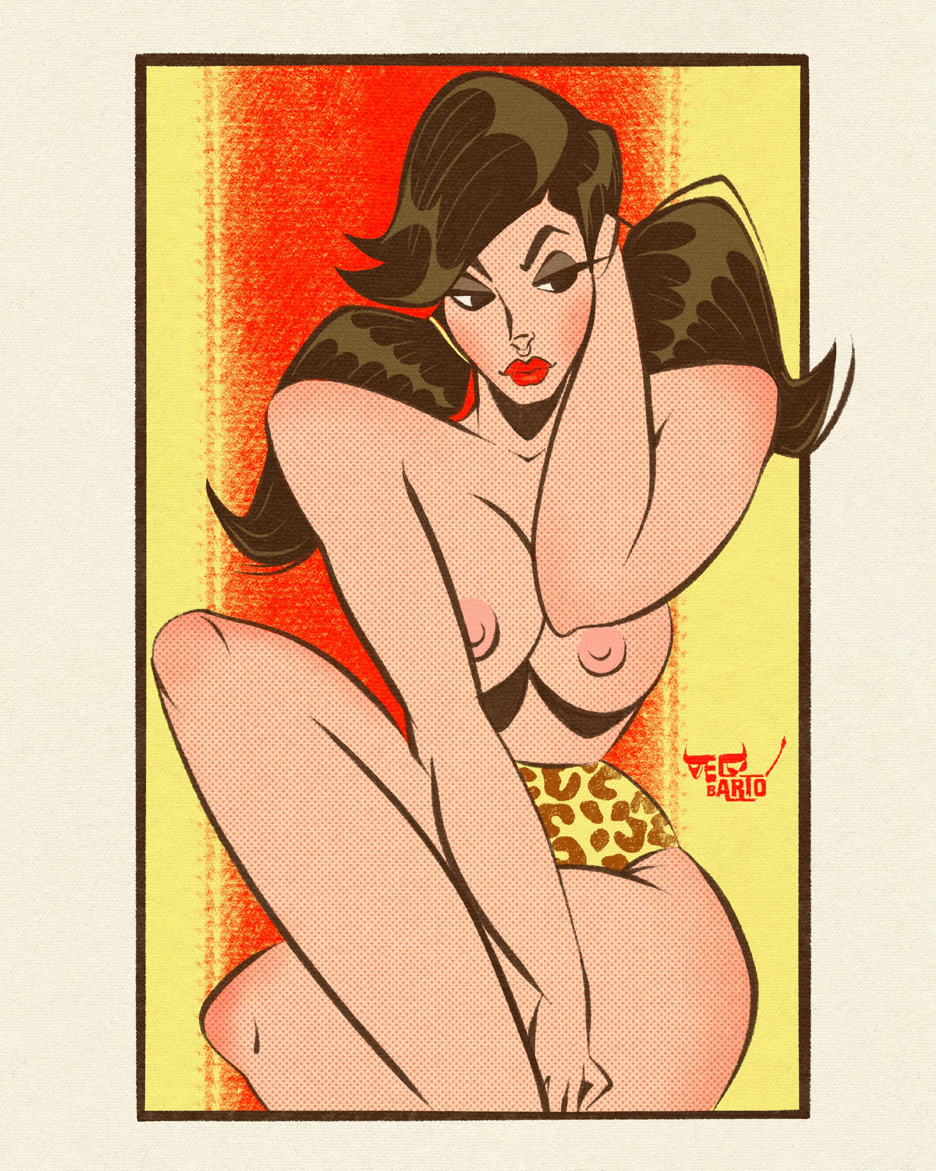 Leopard print 2 of nude woman with leopard print underwear by bloodknotcollective