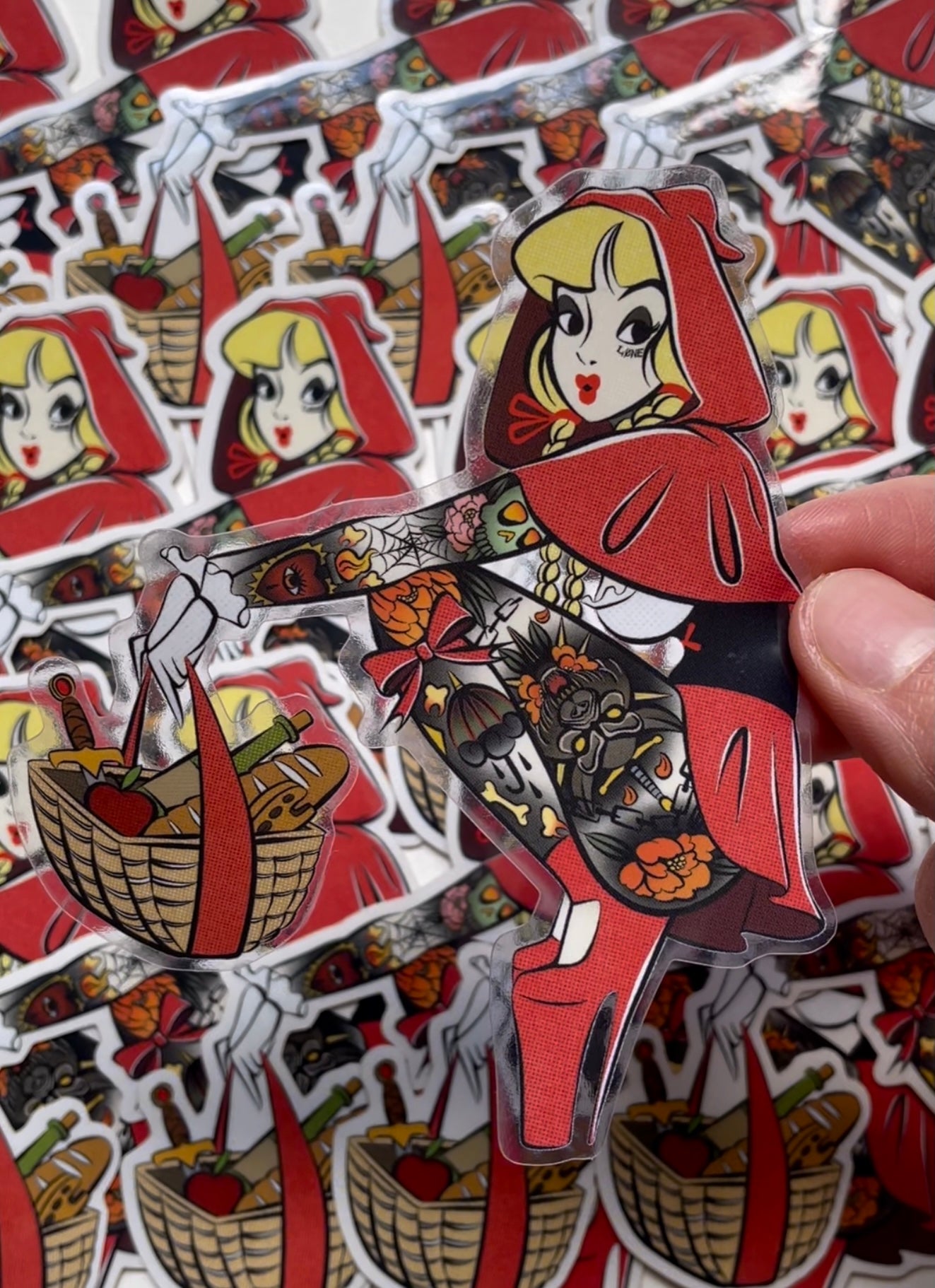 tattooed little red sticker by bloodknotcollective