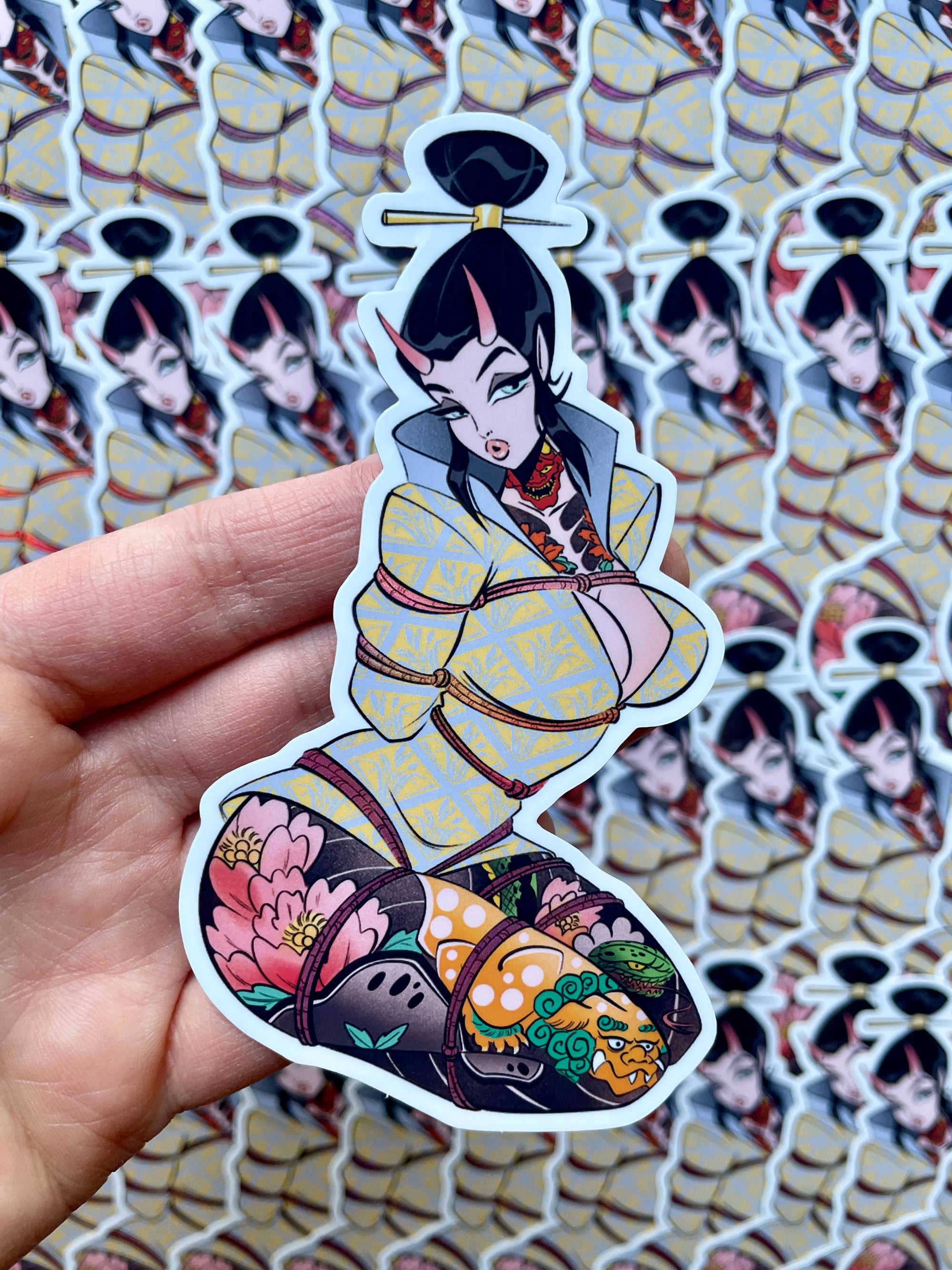 tattooed asian in shibari sticker