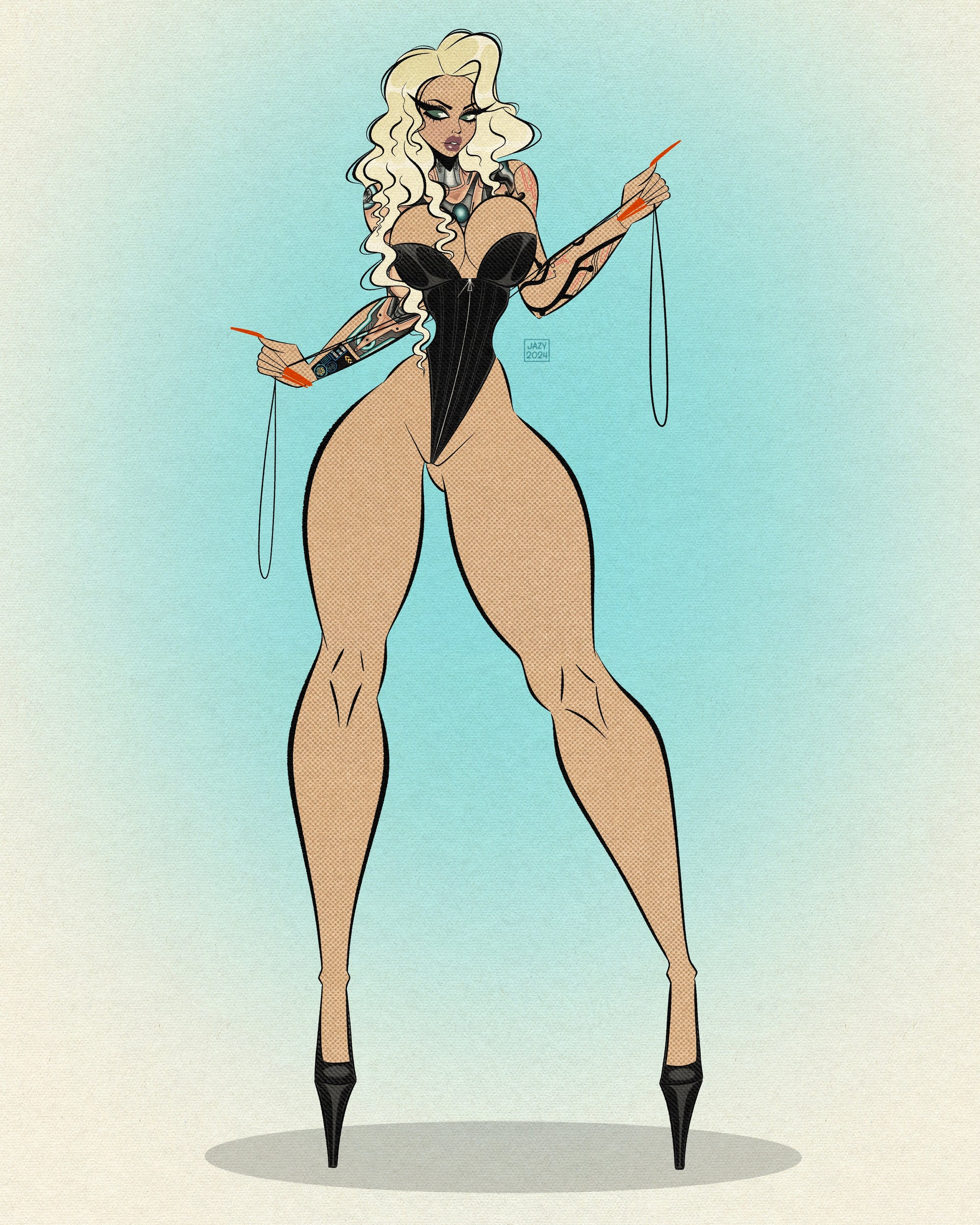 Pixie pinup print of pinup pixie model by Bloodknotcollective