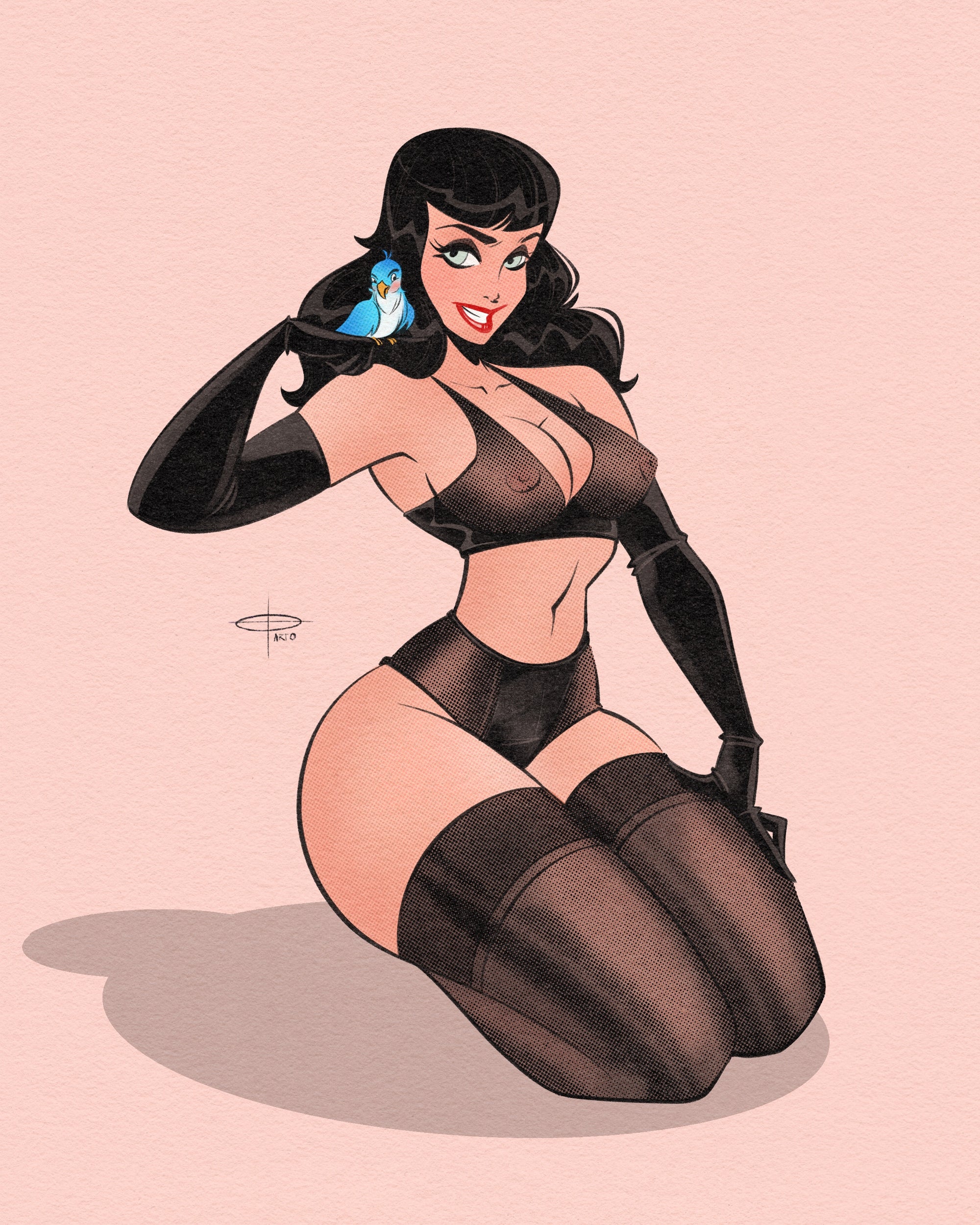 pretty bird print of betty page by bloodknotcollective