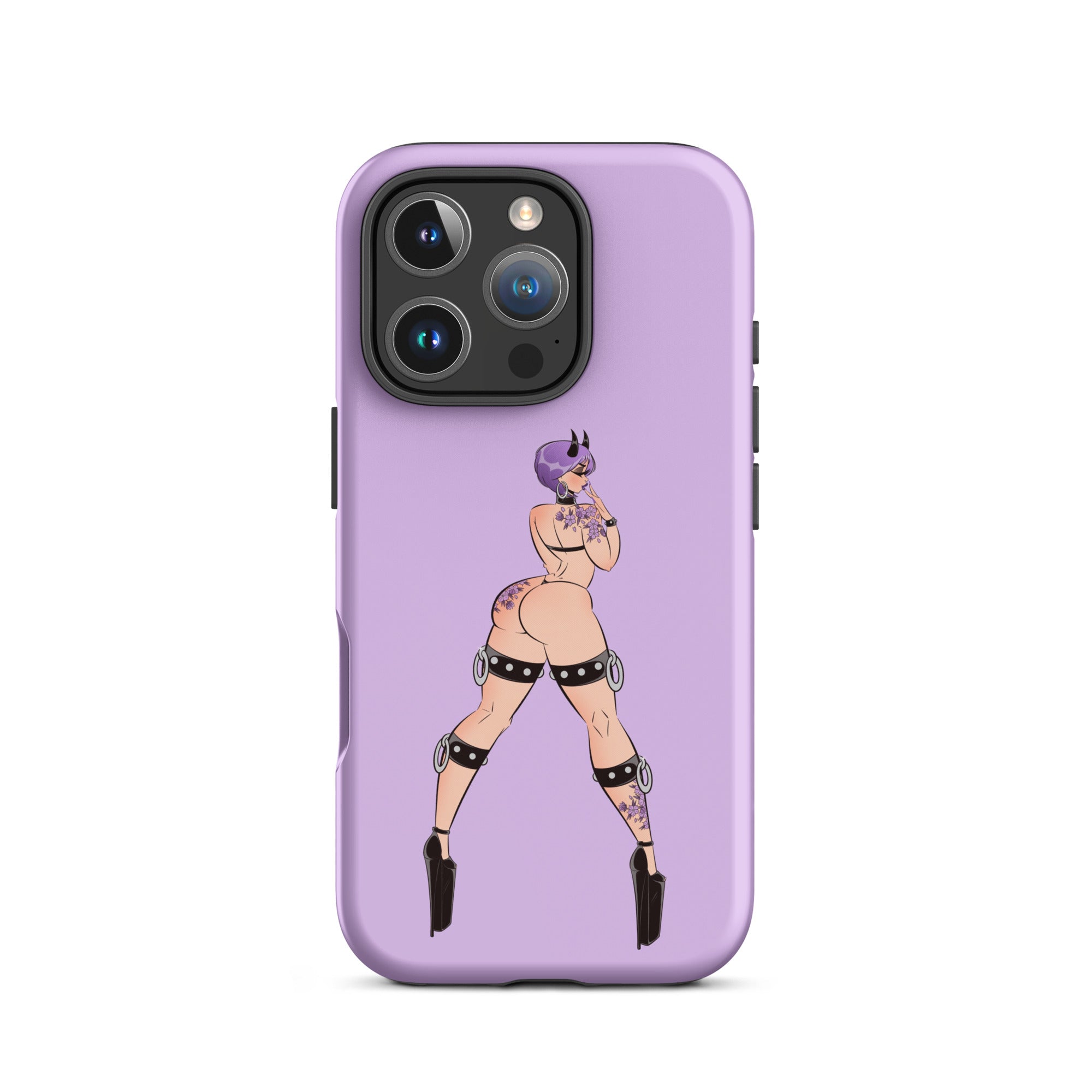 purple demon girl with tattoos tough iphone case by bloodknotcollective