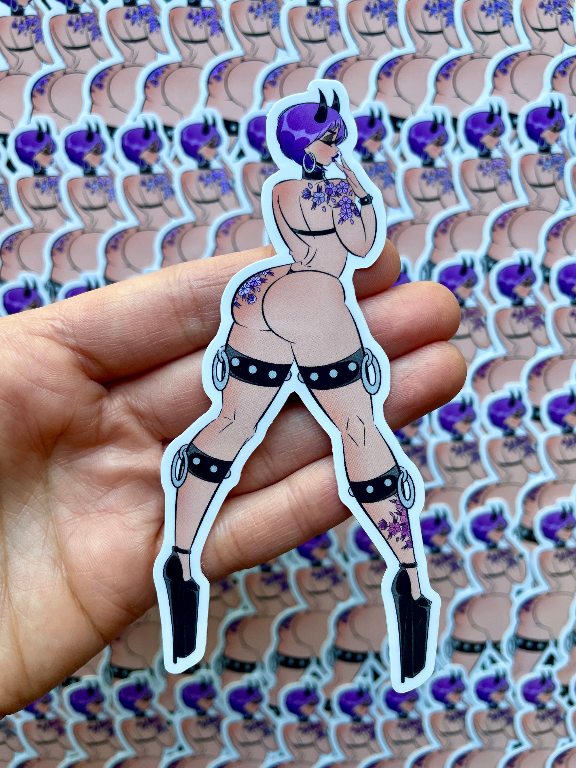 purple demon with tattoos vinyl sticker