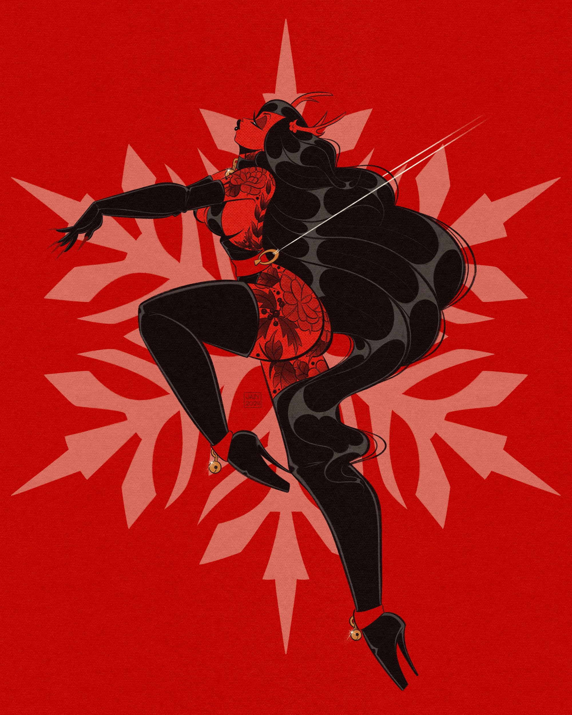 tattooed red reindeer print by bloodknotcollective