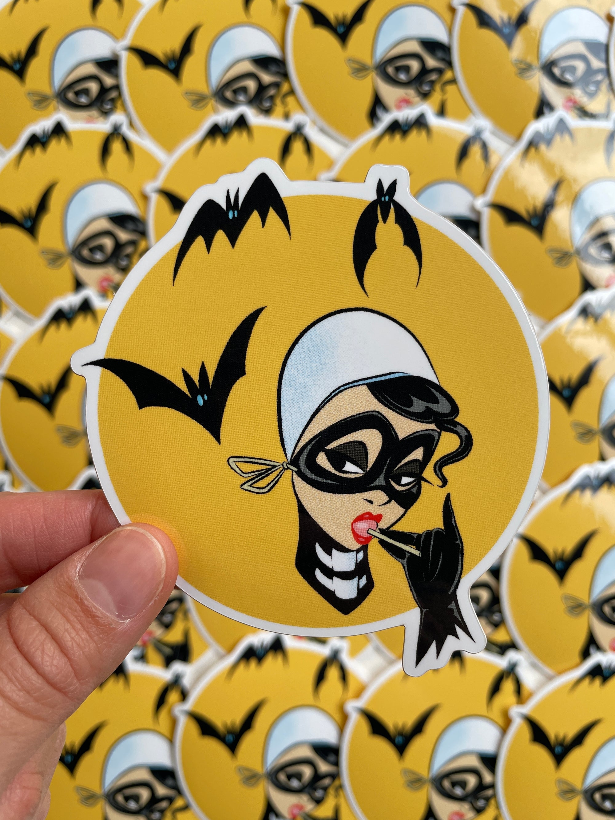 skeleton babe sticker of skeleton woman licking sucker