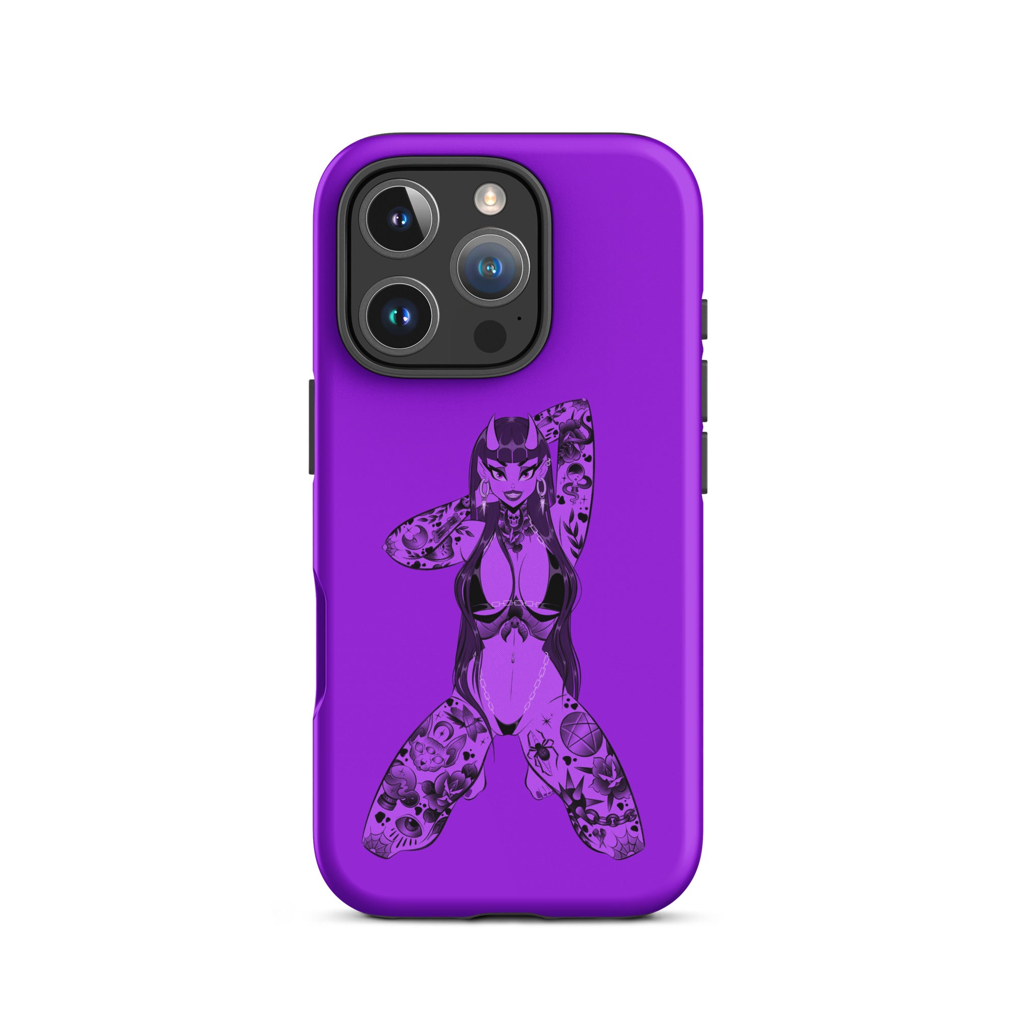 tattooed devil vampire purple tough iphone case by bloodknotcollective