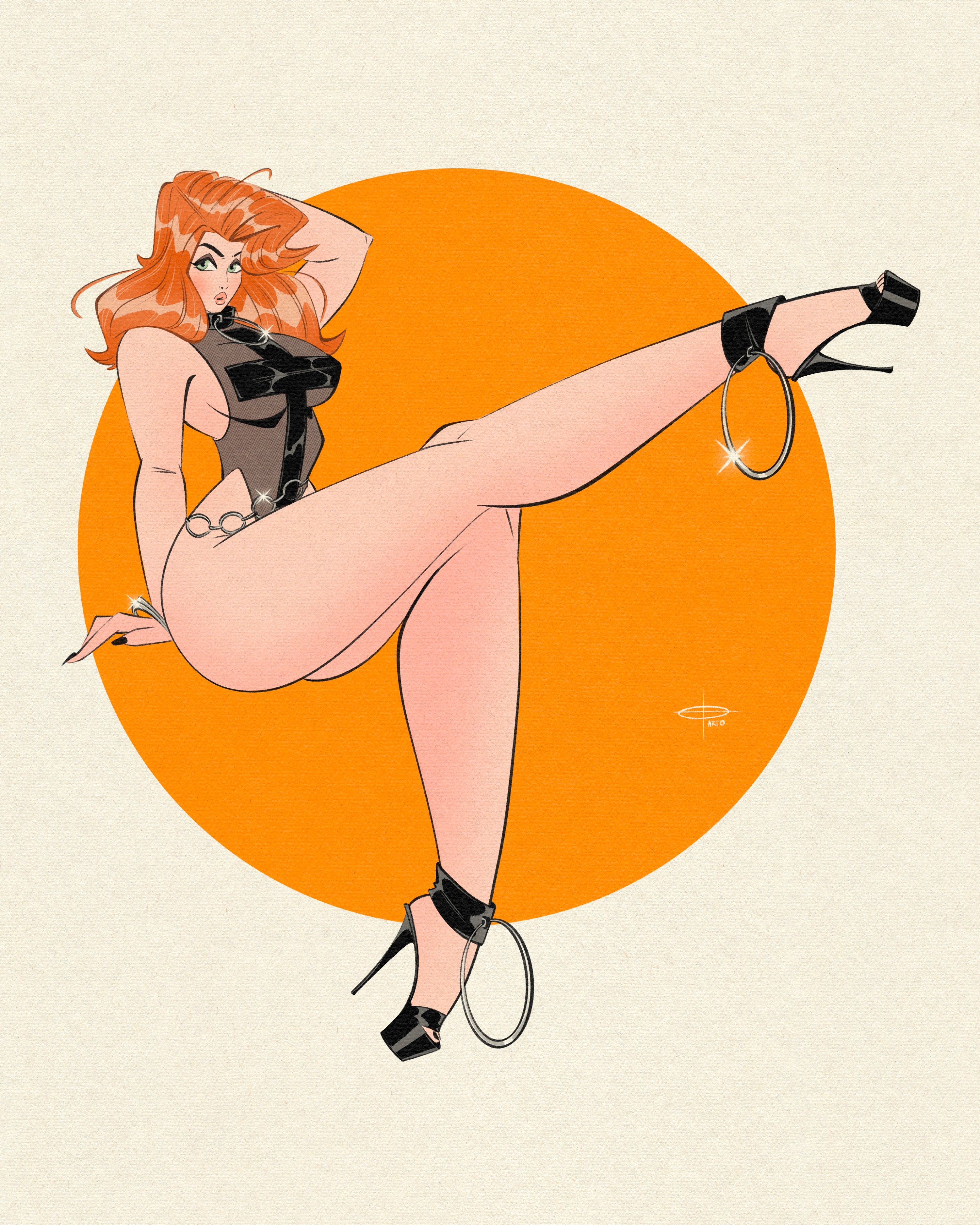 gothic pinup with long heels print by bloodknotcollective