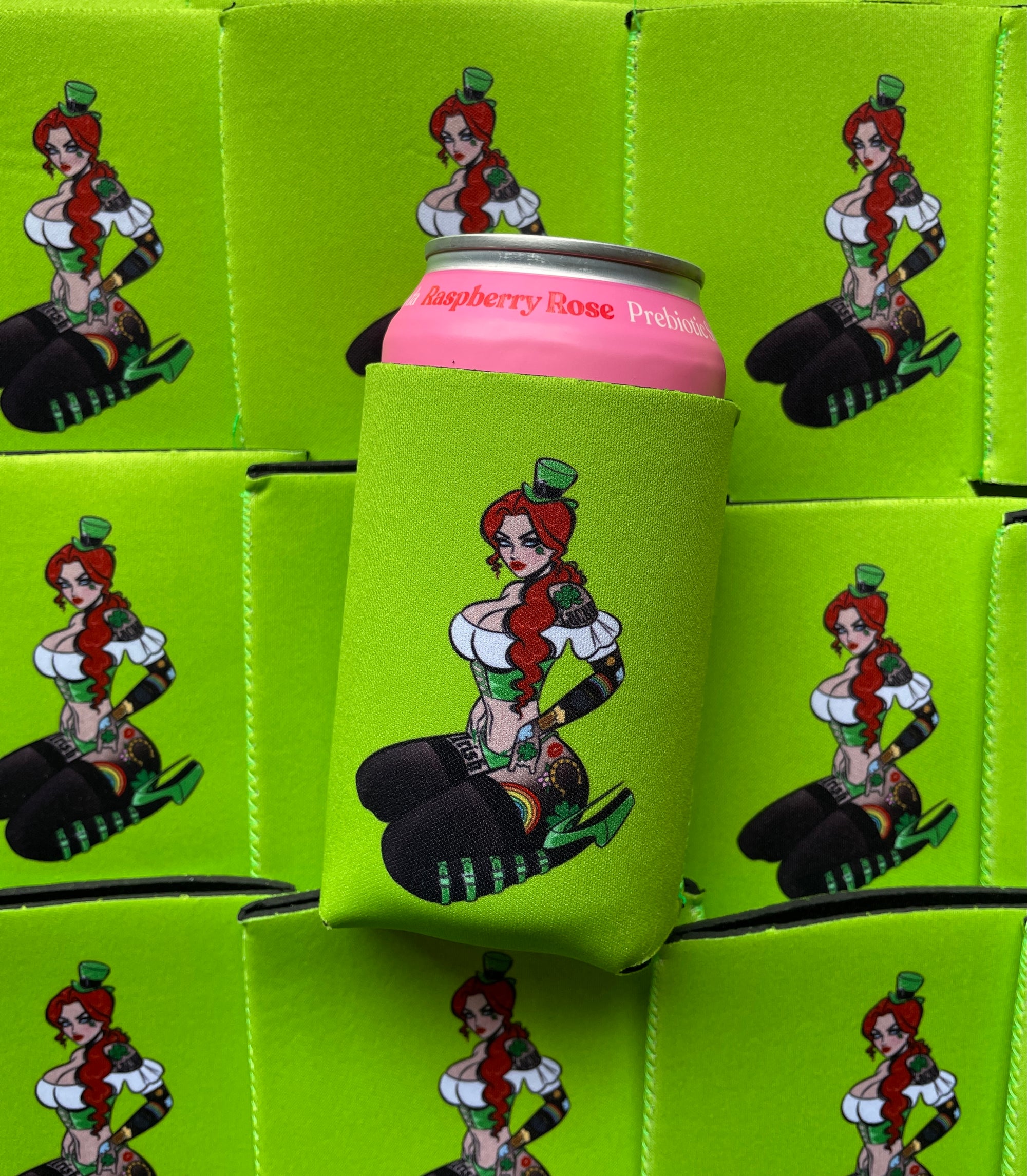 green st. patrick's day 12oz drink koozie