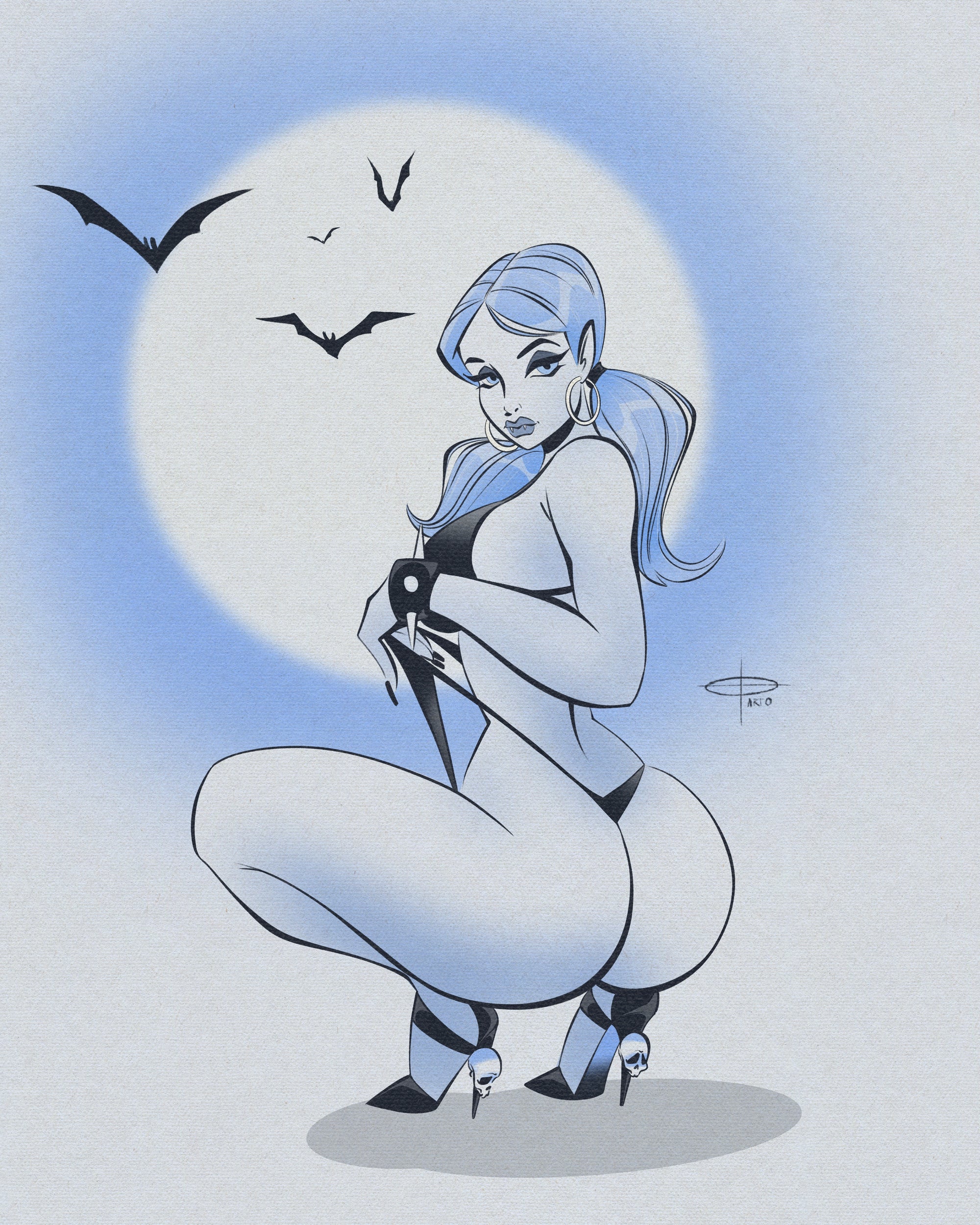 Thirsty print of female vampire by Bloodknotcollective