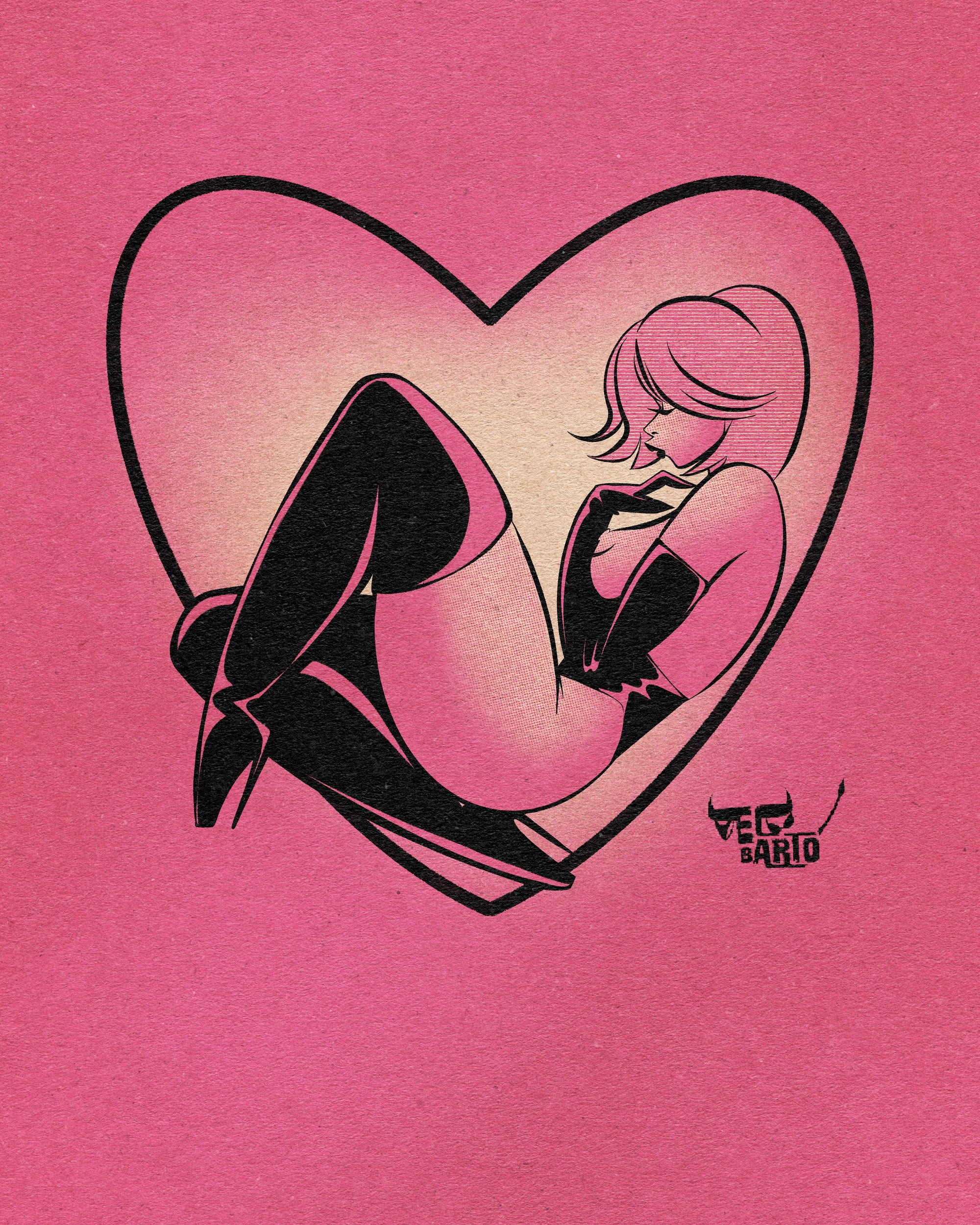 valentines print of nude woman in heart by bloodknotcollective