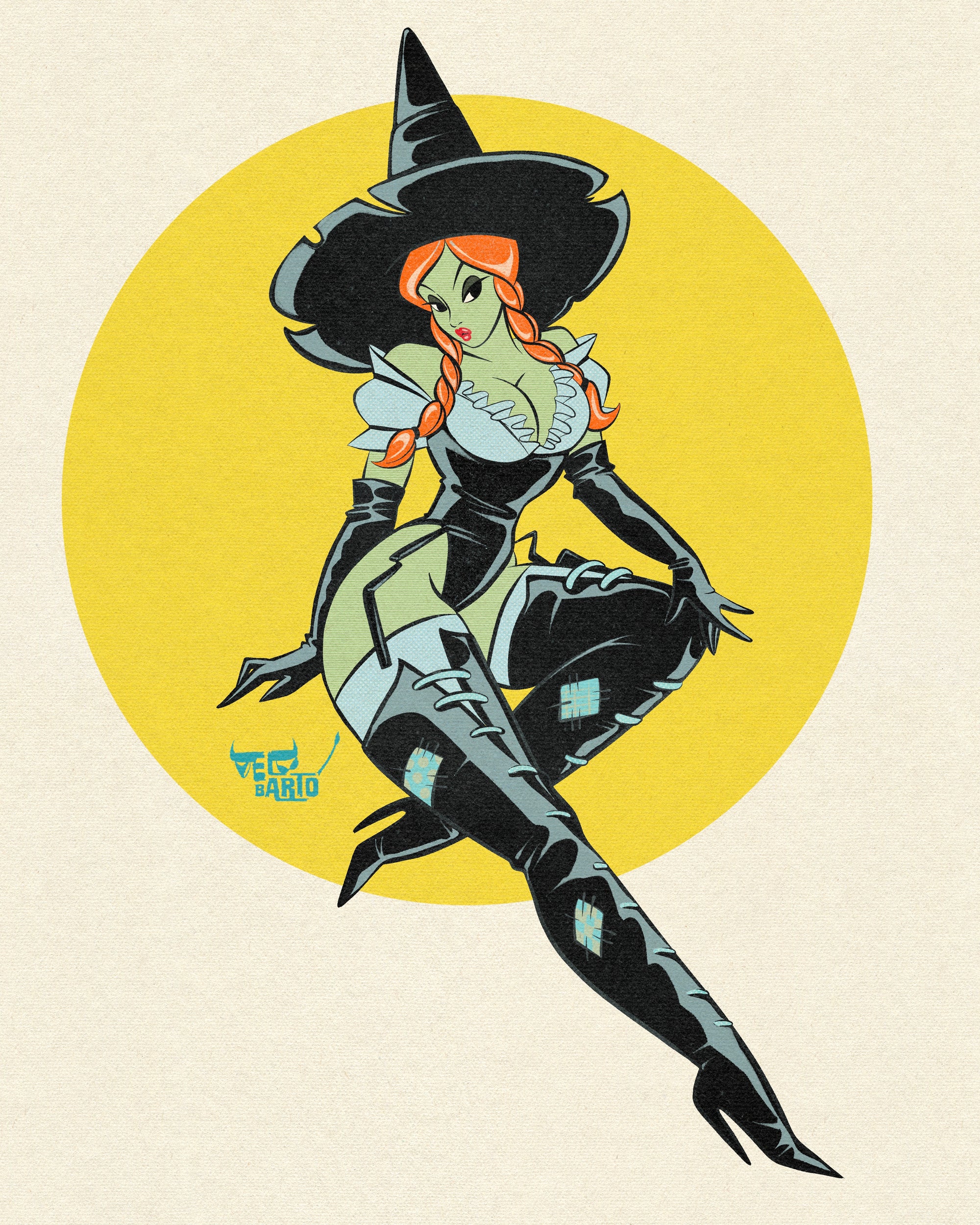witch season print of green witch