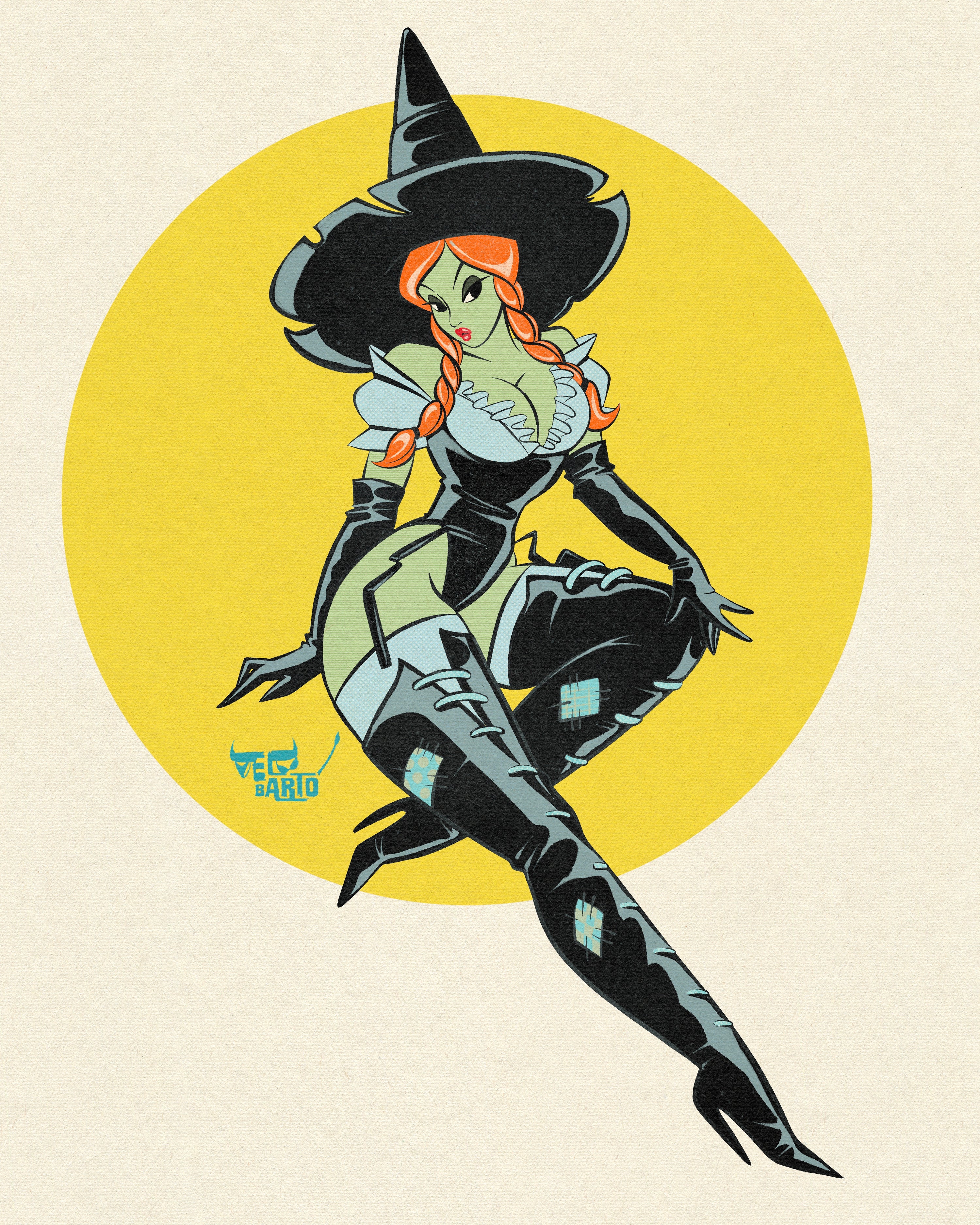 witch season print of green witch