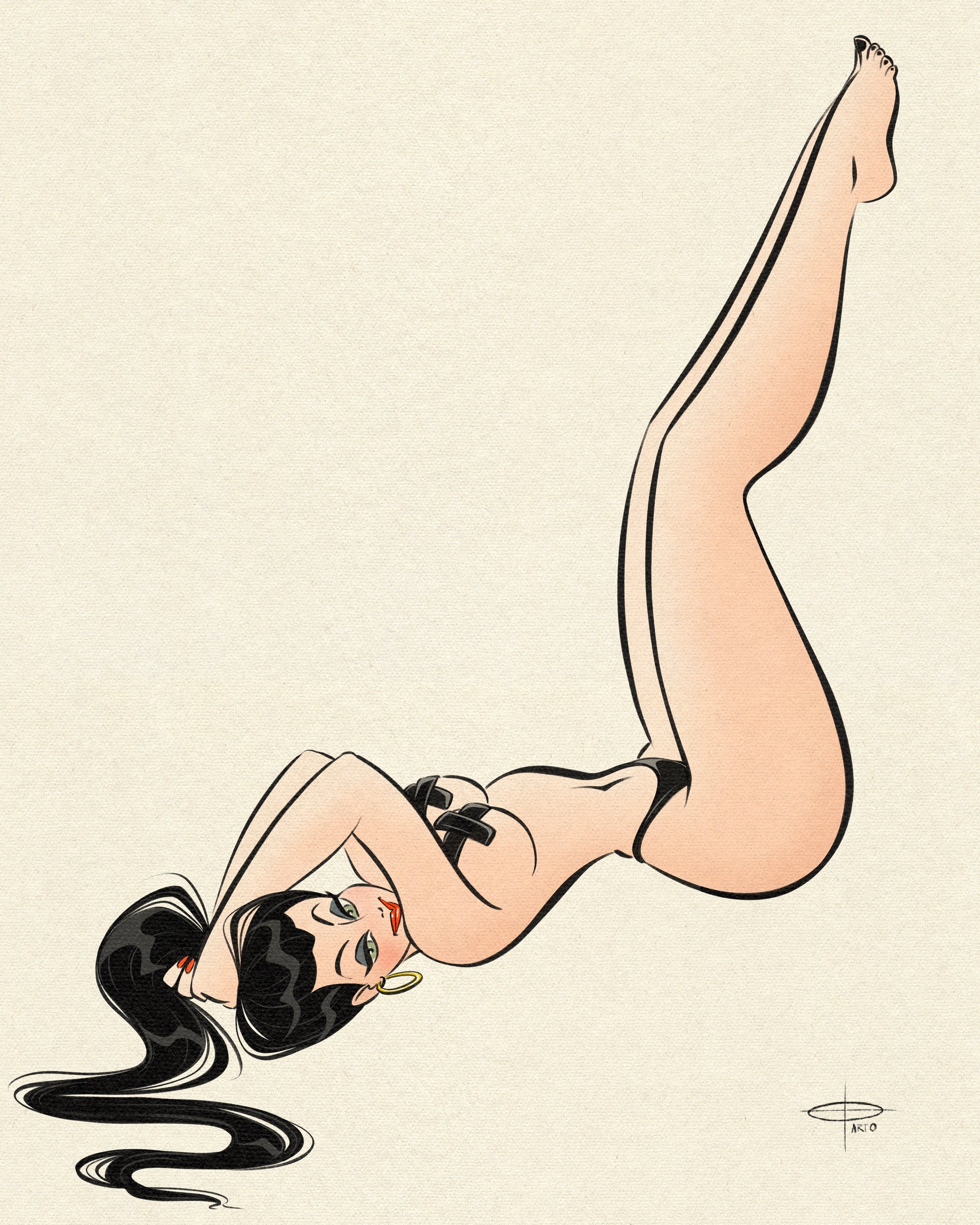 x print of curvy partially nude pinup by bloodknotcollective